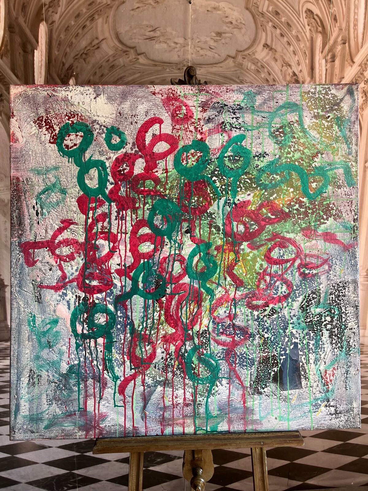 ACRYLGEMÄLDE MODERN GROSSES GEMÄLDE VON WALDEMAR KUFNER (1940-2016) 100x100cm