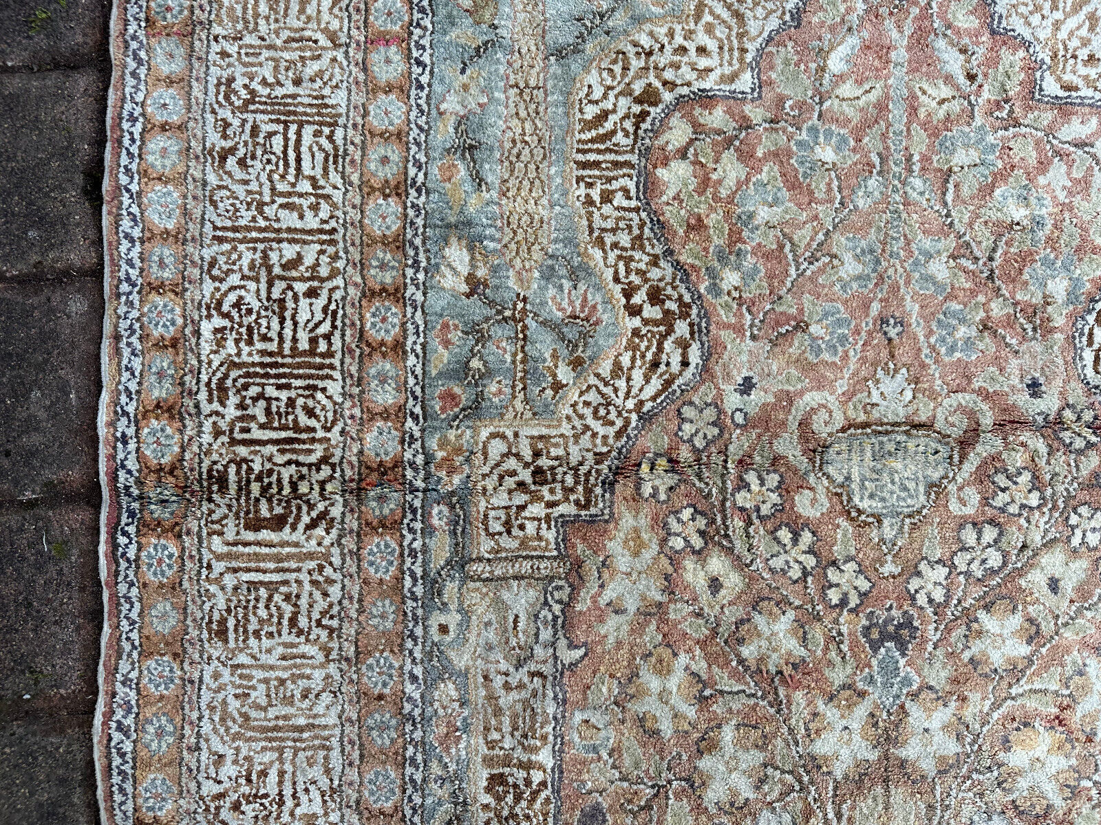 ALTER TÜRKISCHER KAISERY GEBETSTEPPICH TEPPICH WOLLE 209x123cm – Bild 9