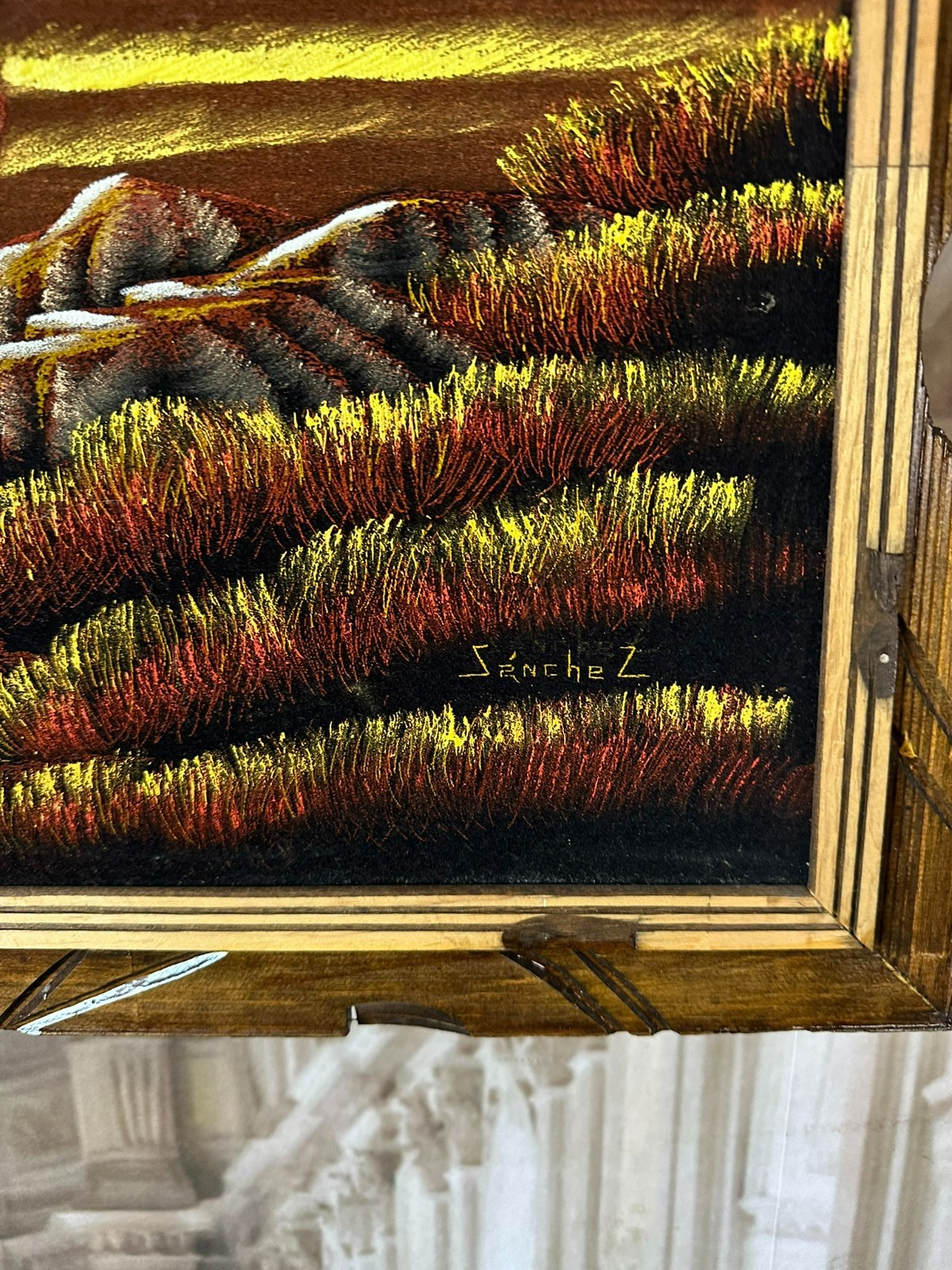 MIXED MEDIA TEIL BEMALTER DRUCK INDIANER AUF PFERD GERAHMT MEXICO – Bild 9