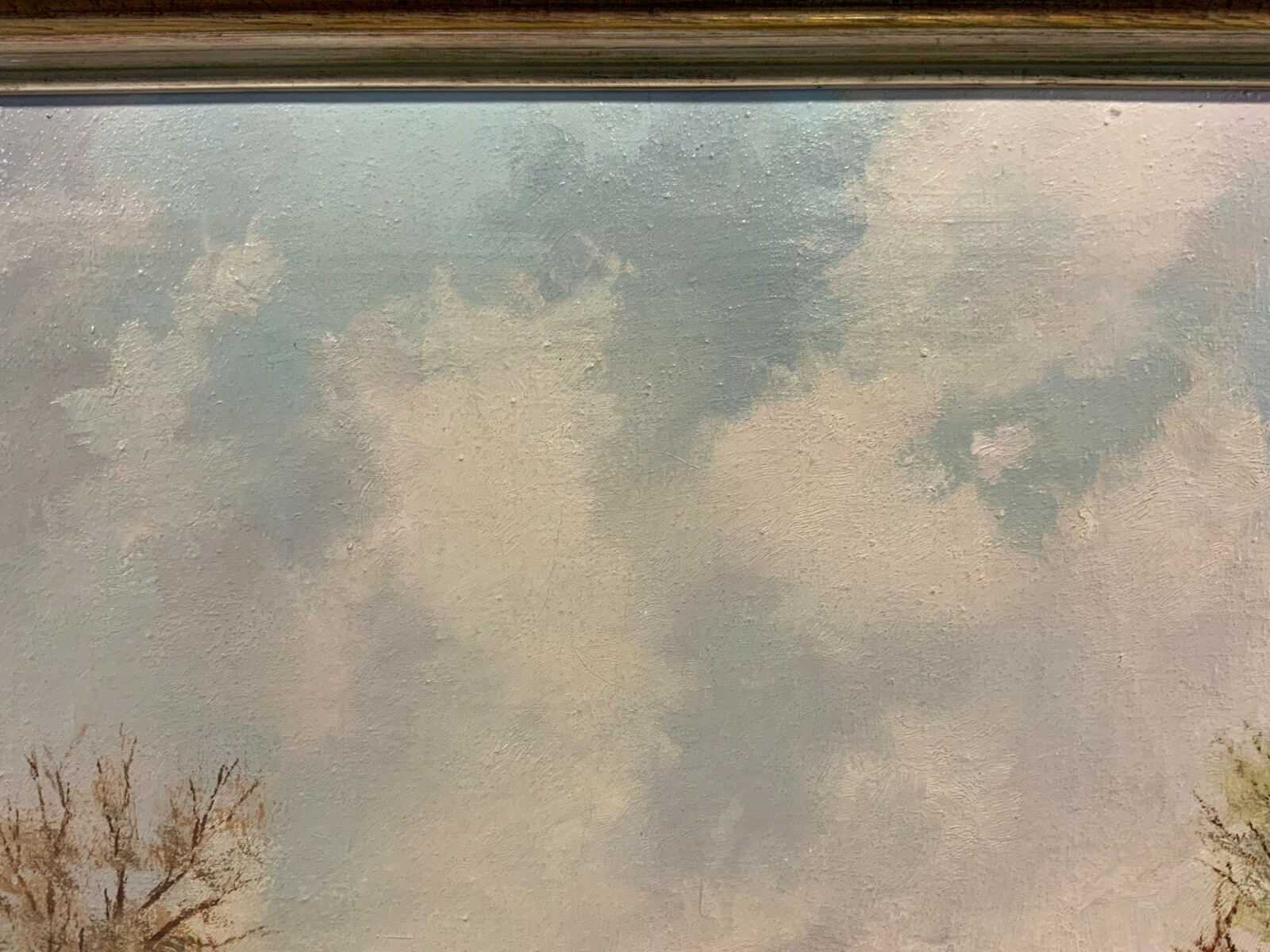 ÖLGEMÄLDE WEIHER LANDSCHAFT ÖL AUF LEINWAND SEHR FILIGRAN MIT RAHMEN 47x37cm – Bild 9