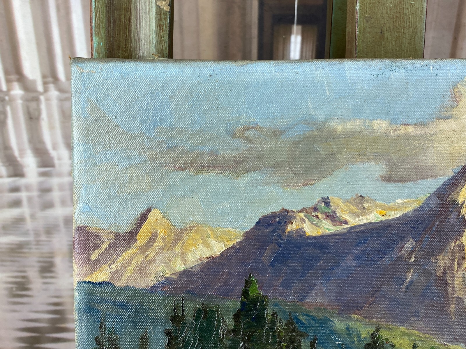 ÖLGEMÄLDE LANDSCHAFT SEE VOR GEBIRGE GEMÄLDE SIGNIERT W. RÖSCH – Bild 9