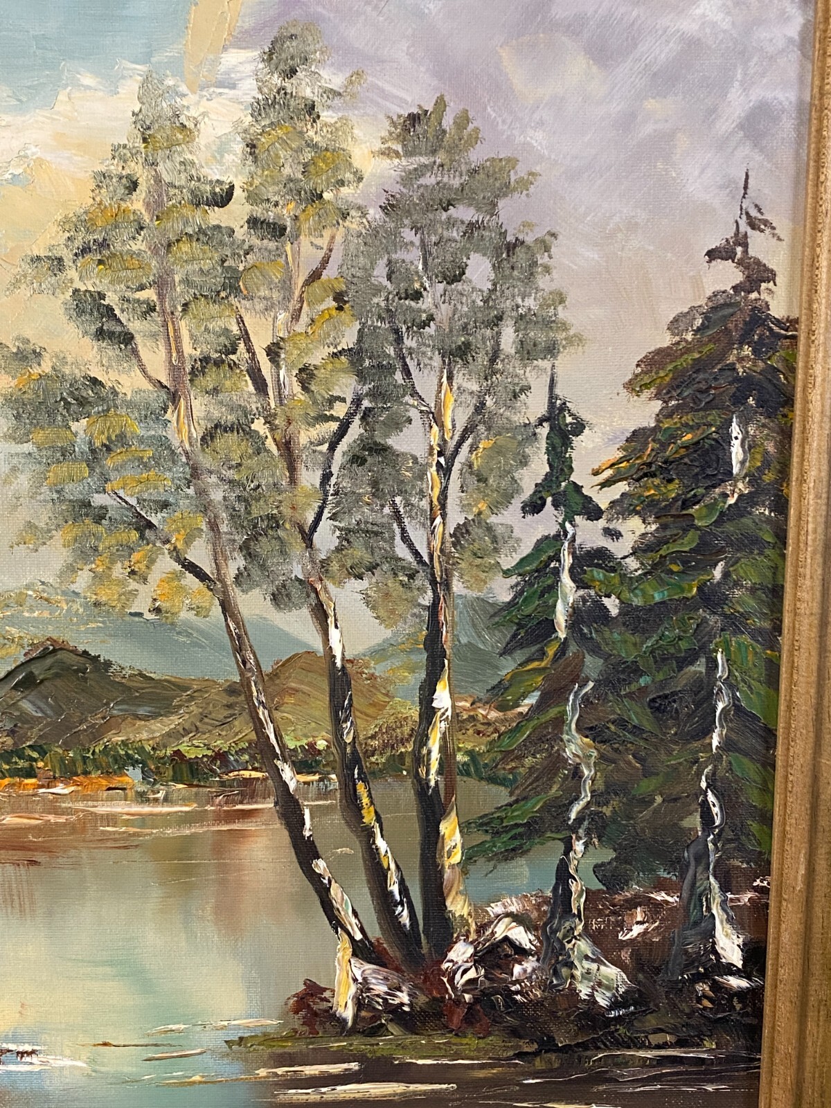 ÖLGEMÄLDE SIGNIERT R. HEISERN - SEE LANDSCHAFT VOR GEBIRGE – Bild 8
