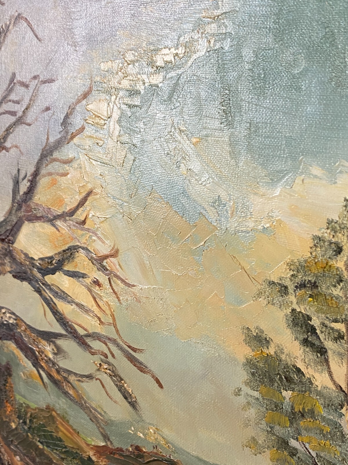 ÖLGEMÄLDE SIGNIERT R. HEISERN - SEE LANDSCHAFT VOR GEBIRGE – Bild 9