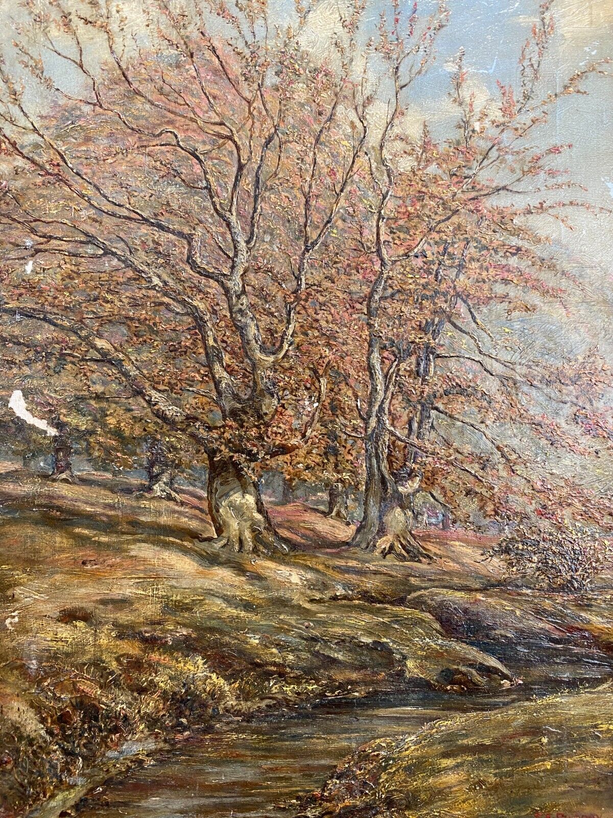 ANTIKES ÖLGEMÄLDE VON 1913 LANDSCHAFT MIT BÄUMEN GEMÄLDE SIGNIERT PÜRDAY – Bild 3