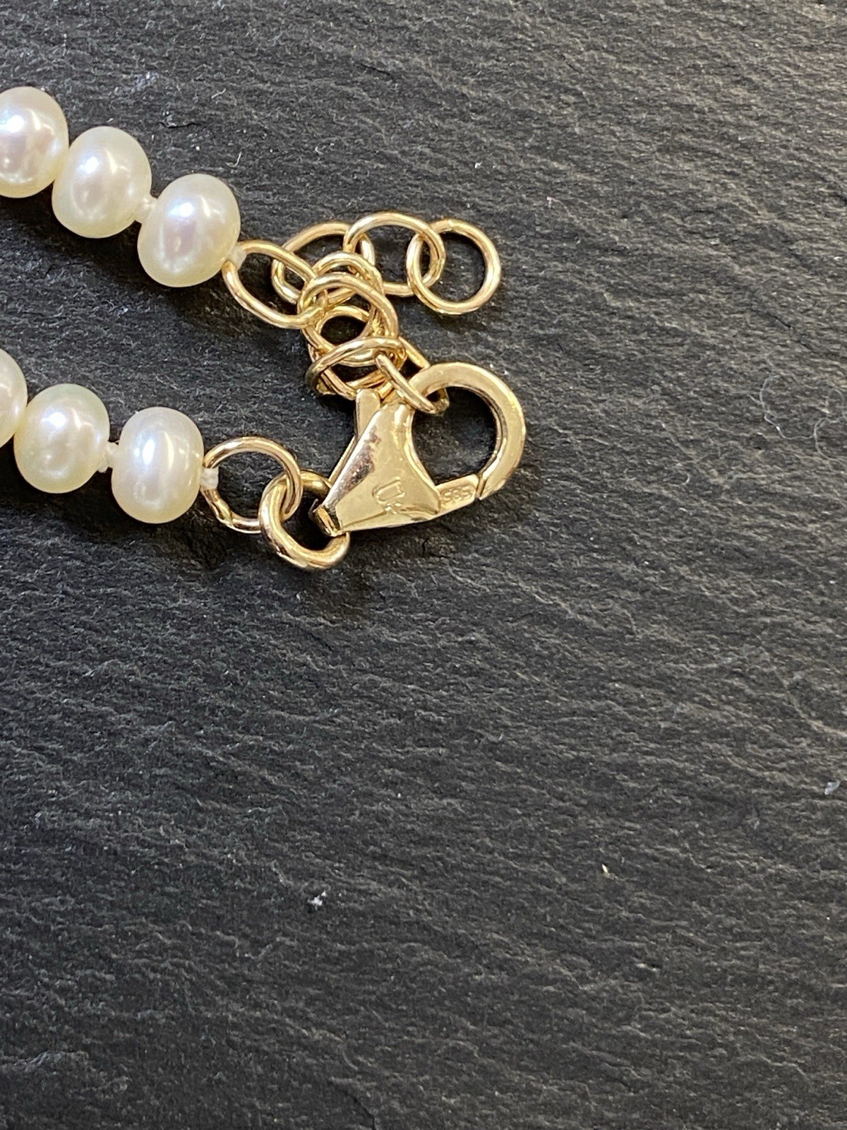 ELEGANTE HALSKETTE PERLENKETTE COLLIER SÜSSWASSER PERLEN MITTELSTÜCK 14K GOLD – Bild 18