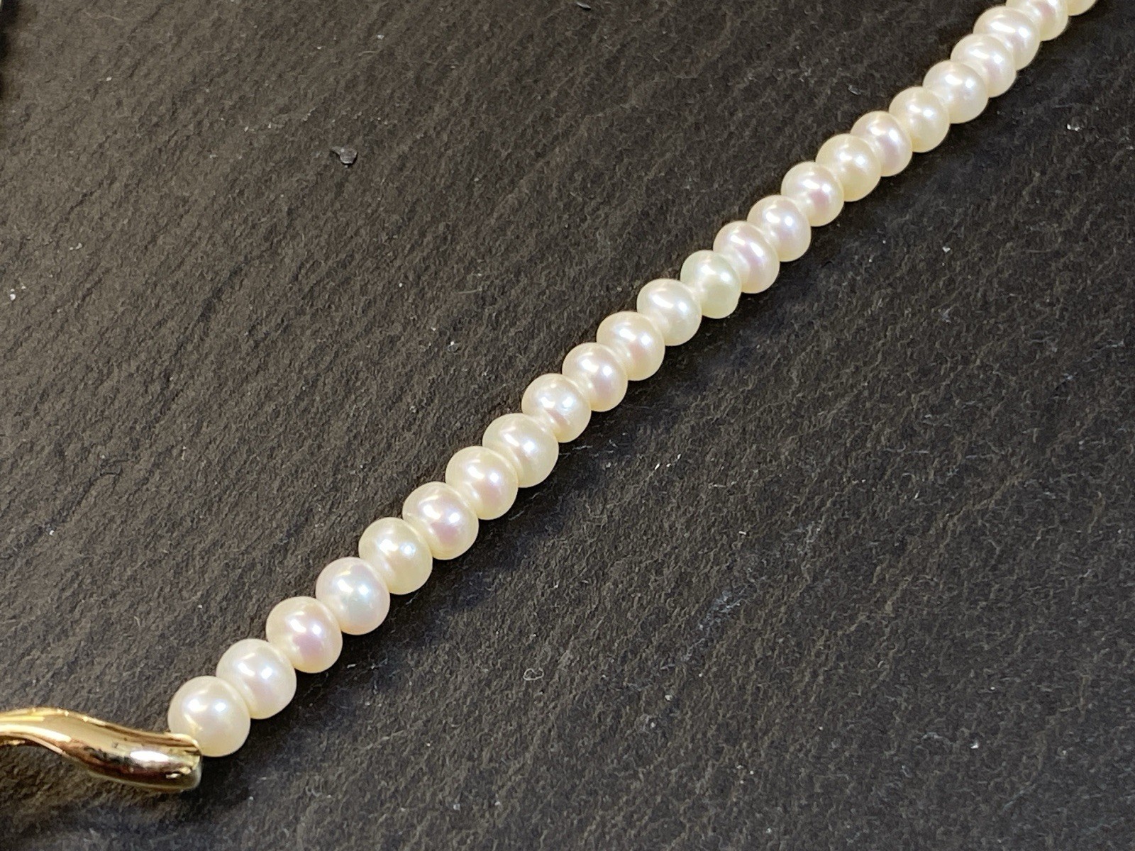 ELEGANTE HALSKETTE PERLENKETTE COLLIER SÜSSWASSER PERLEN MITTELSTÜCK 14K GOLD – Bild 5