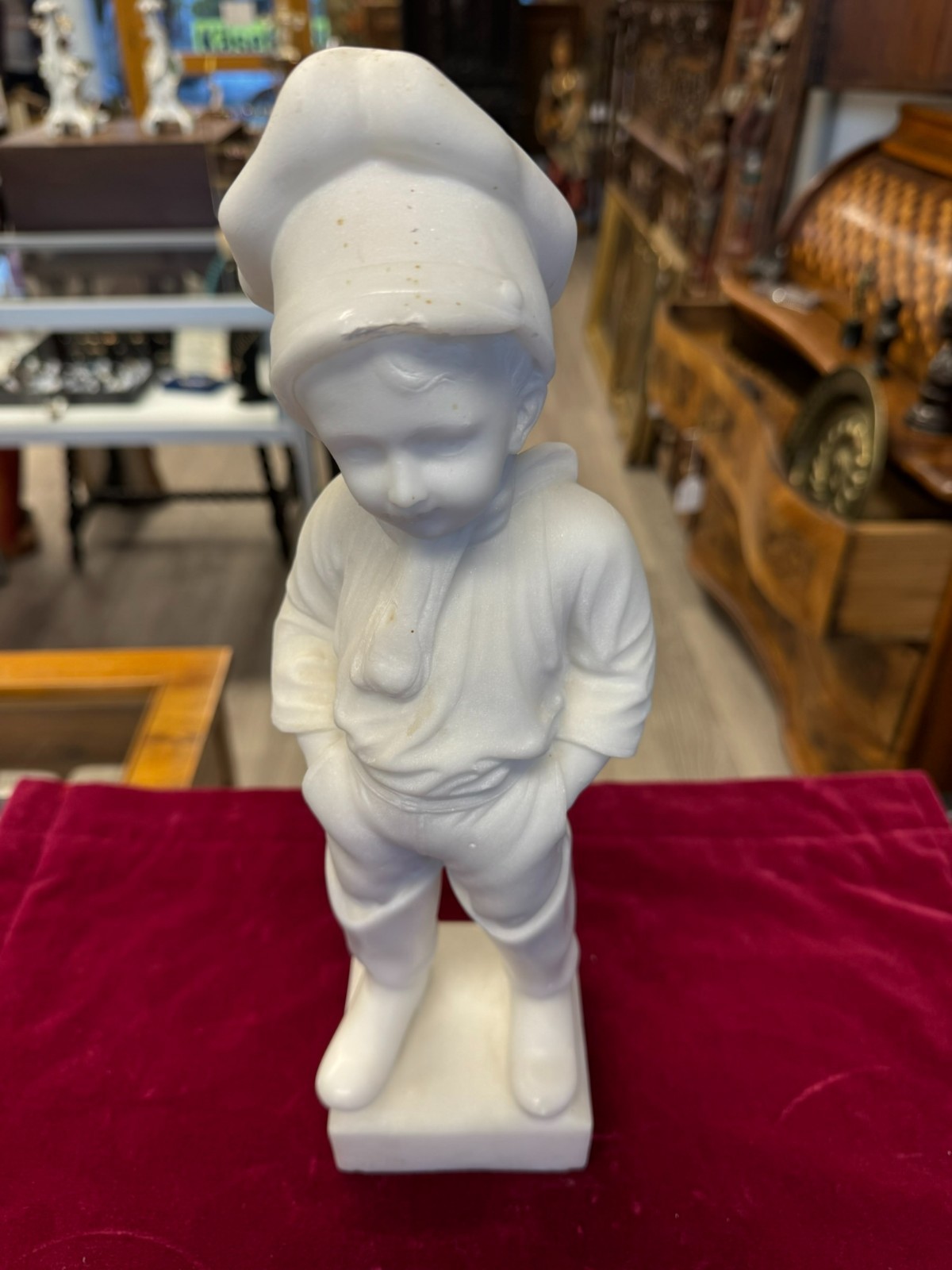 ANTIKE ALABASTER FIGUR SKULPTUR KLEINER KOCH ITALIEN 19 TES JHDT 37cm