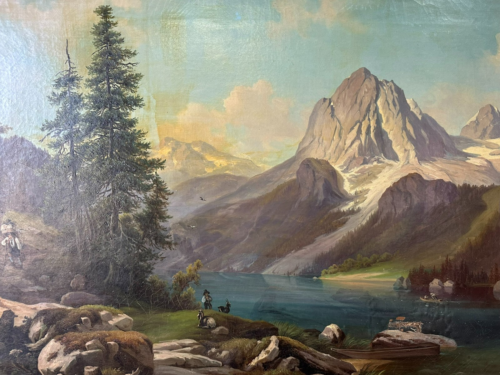 SPÄT BIEDERMEIER ÖLGEMÄLDE ROMATISCHE LANDSCHAFT MONOGRAMMIERT UND DATIERT 1863