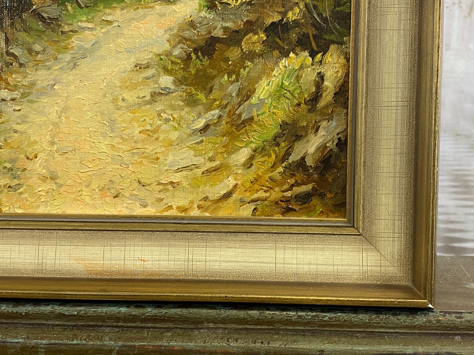 ÖLGEMÄLDE LANDSCHAFT VOR GEBIRGE GEMÄLDE GERAHMT SIGNIERT J. SCHINDLER 1959 – Bild 12