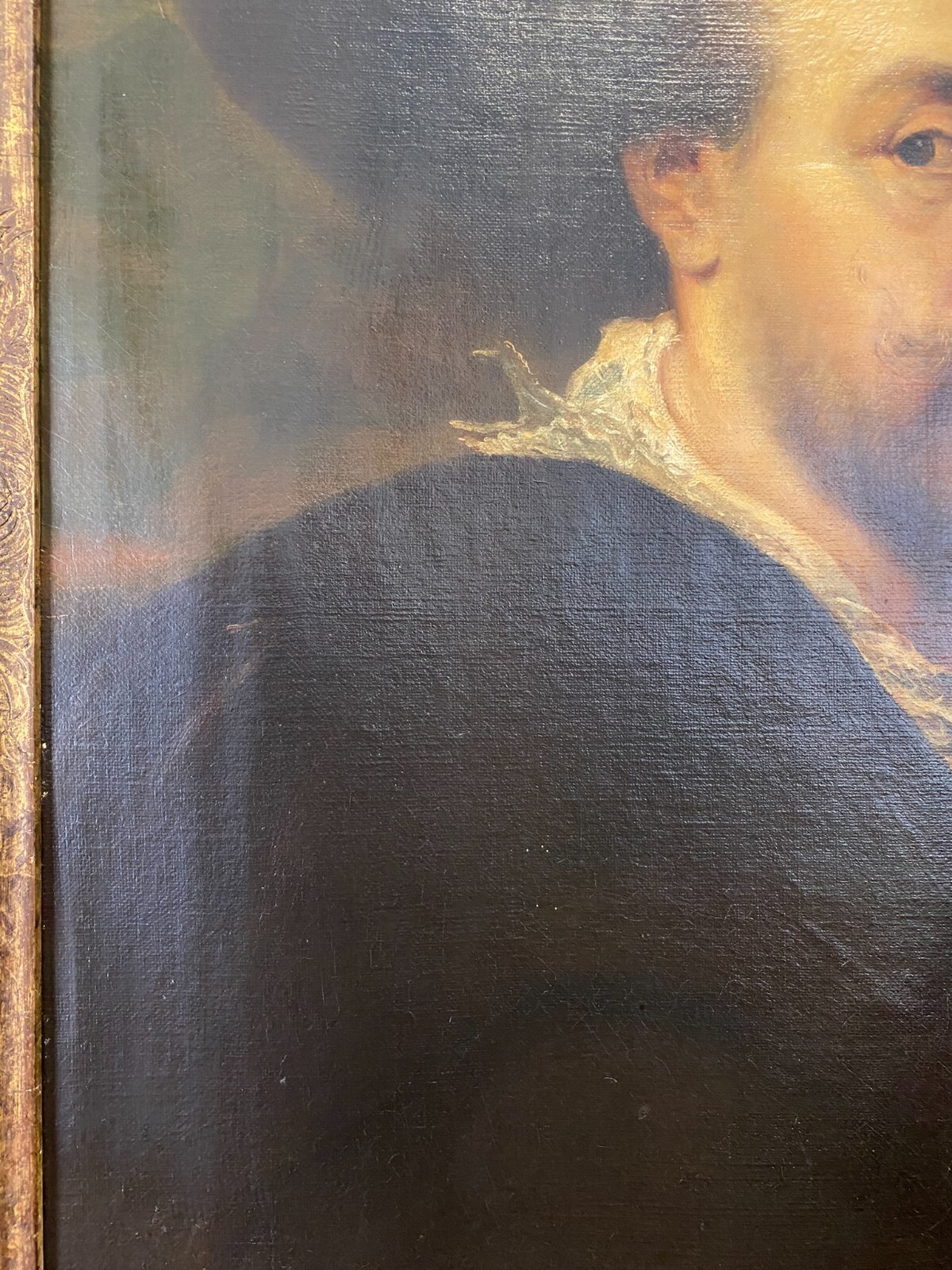 ANTIKES ÖLGEMÄLDE UM 1900 SELBSTPORTRAIT NACH PETER PAUL RUBENS MANN MIT HUT – Bild 8