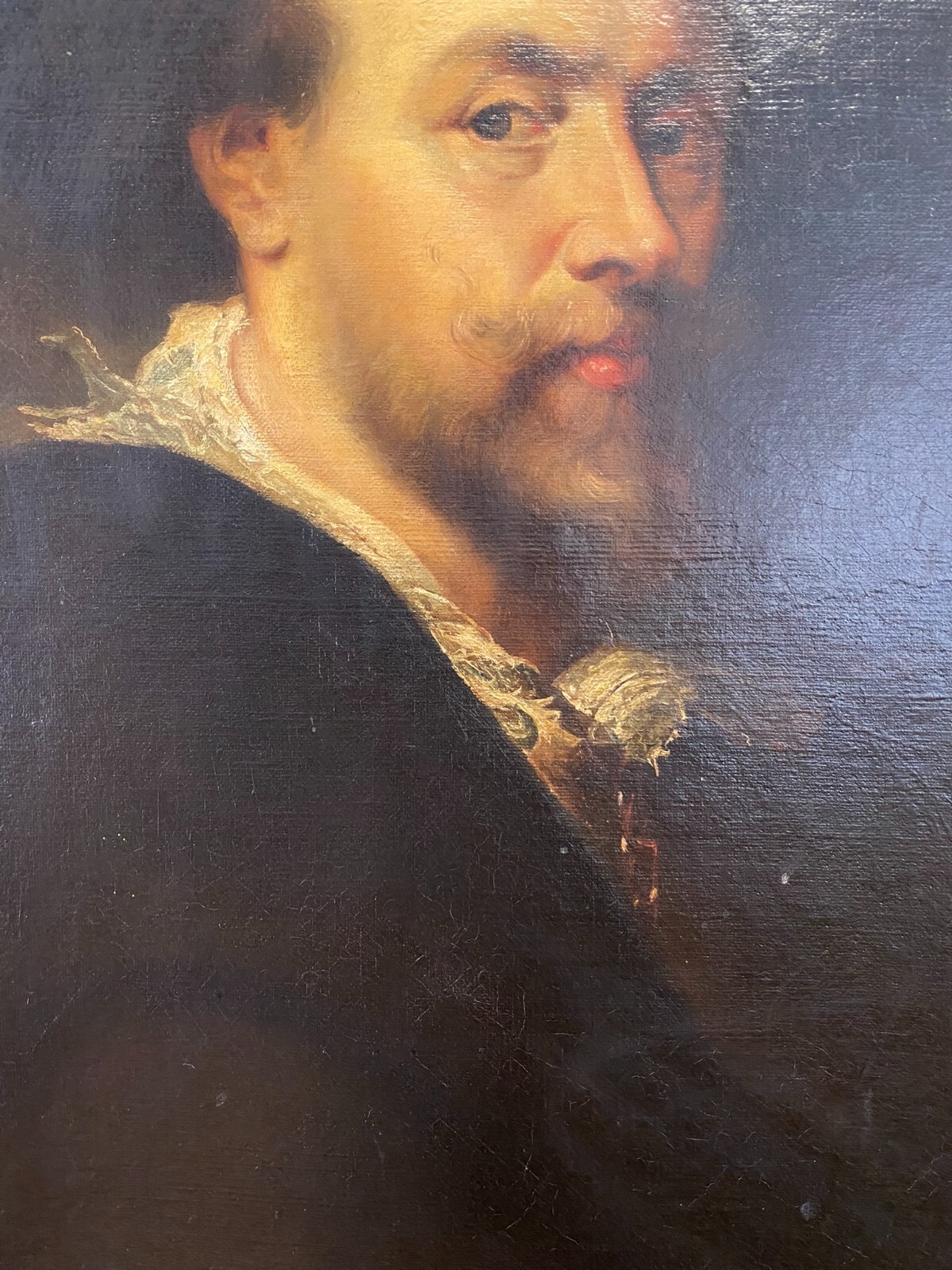 ANTIKES ÖLGEMÄLDE UM 1900 SELBSTPORTRAIT NACH PETER PAUL RUBENS MANN MIT HUT – Bild 9