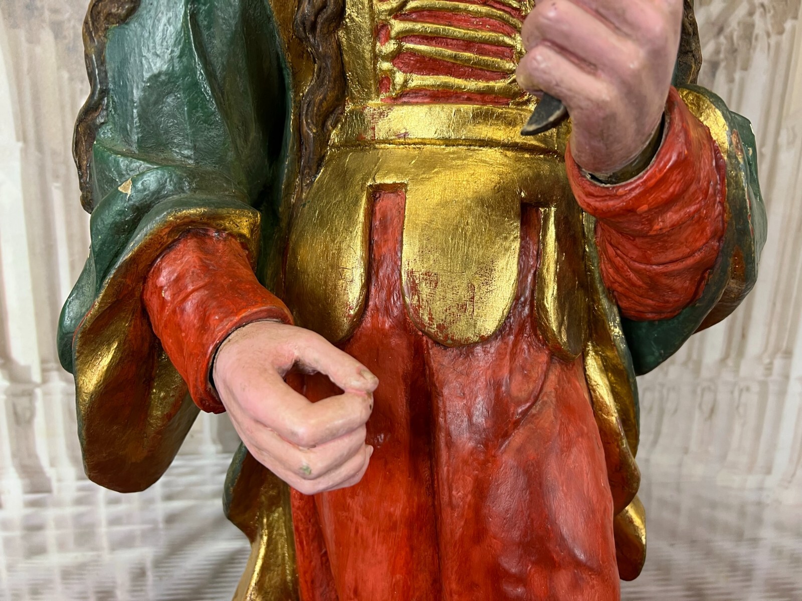 BAROCK HEILIGENFIGUR SKULPTUR ANTIK 18/19 TES JH HOLZ MASSIV HANDGESCHNITZT 89cm – Bild 12