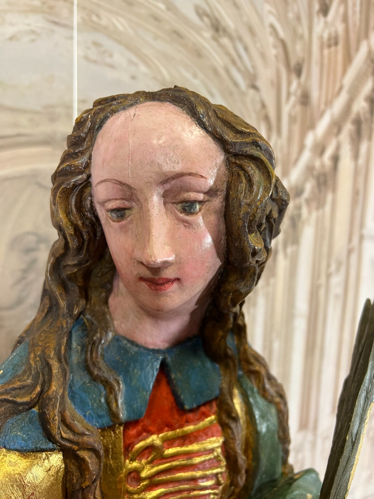 BAROCK HEILIGENFIGUR SKULPTUR ANTIK 18/19 TES JH HOLZ MASSIV HANDGESCHNITZT 89cm – Bild 3