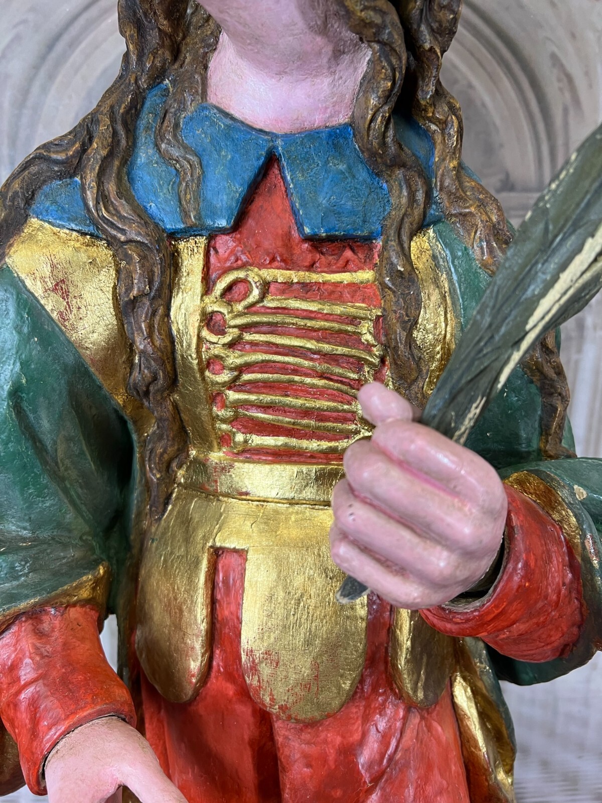 BAROCK HEILIGENFIGUR SKULPTUR ANTIK 18/19 TES JH HOLZ MASSIV HANDGESCHNITZT 89cm – Bild 5