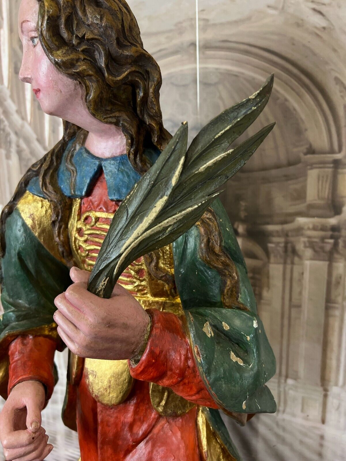 BAROCK HEILIGENFIGUR SKULPTUR ANTIK 18/19 TES JH HOLZ MASSIV HANDGESCHNITZT 89cm – Bild 6