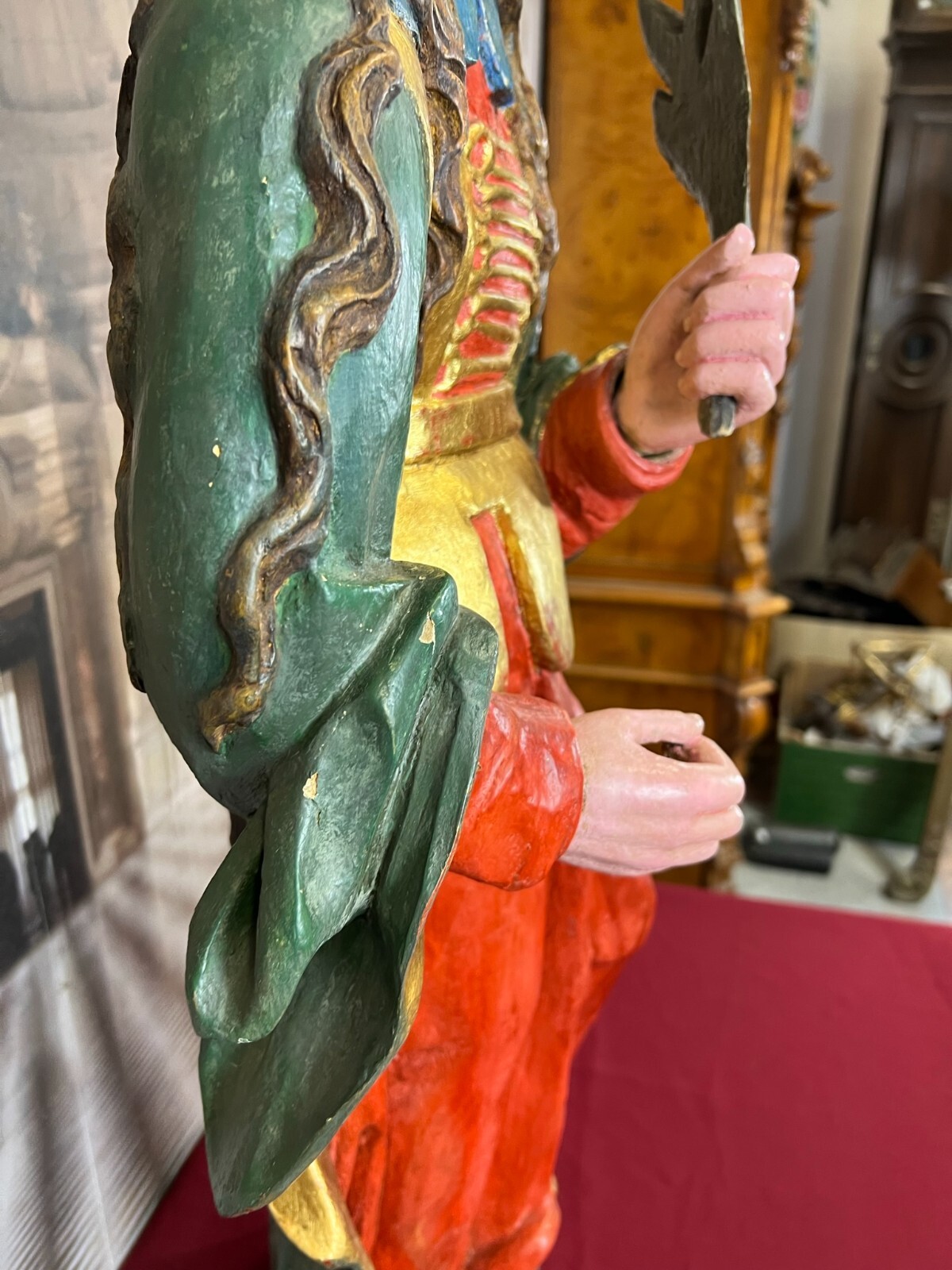 BAROCK HEILIGENFIGUR SKULPTUR ANTIK 18/19 TES JH HOLZ MASSIV HANDGESCHNITZT 89cm – Bild 10