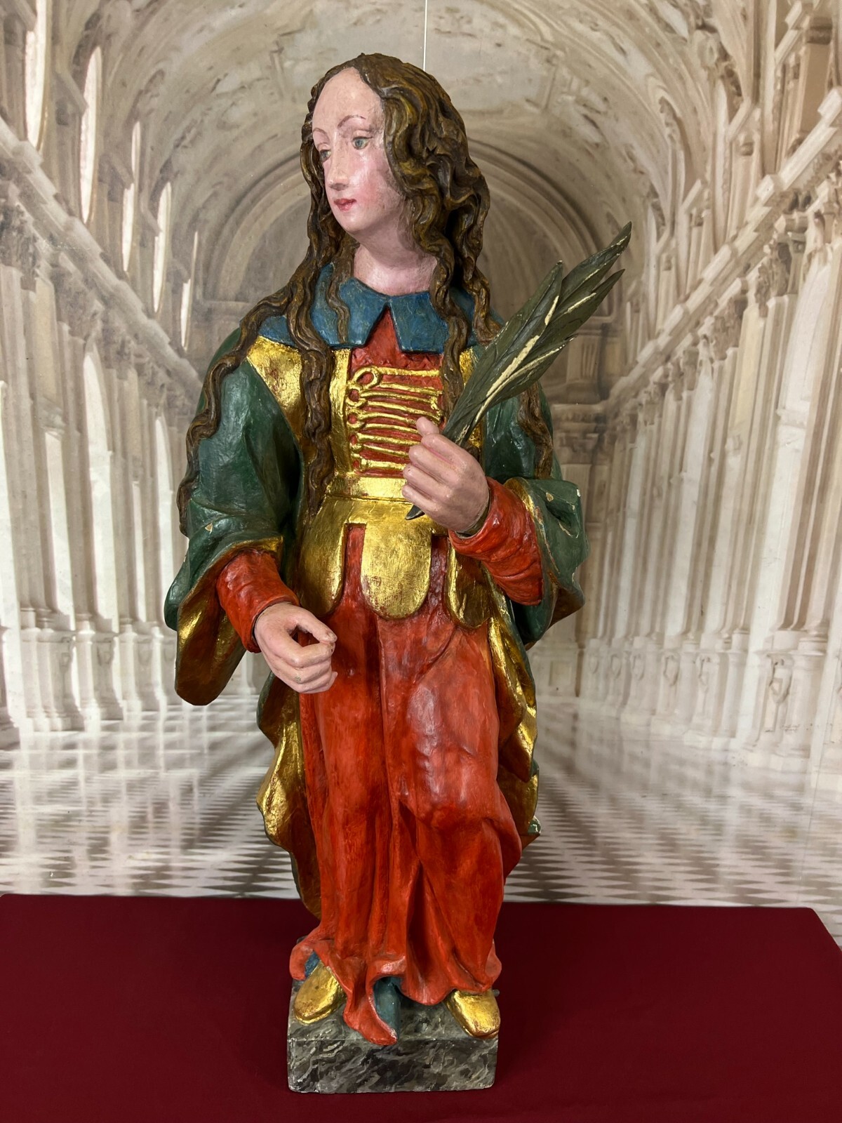 BAROCK HEILIGENFIGUR SKULPTUR ANTIK 18/19 TES JH HOLZ MASSIV HANDGESCHNITZT 89cm