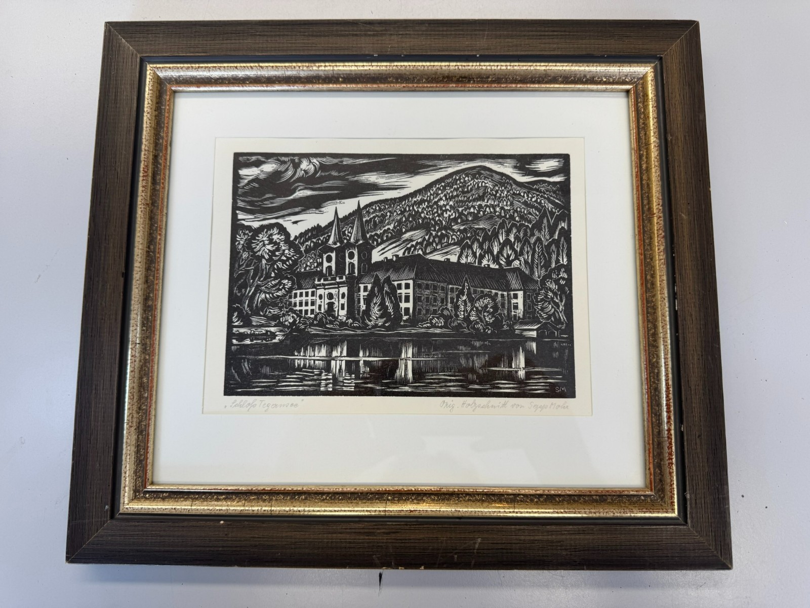 Sepp MOHR (1899-1981) HOLZSCHNITT SCHLOSS TEGERNSEE