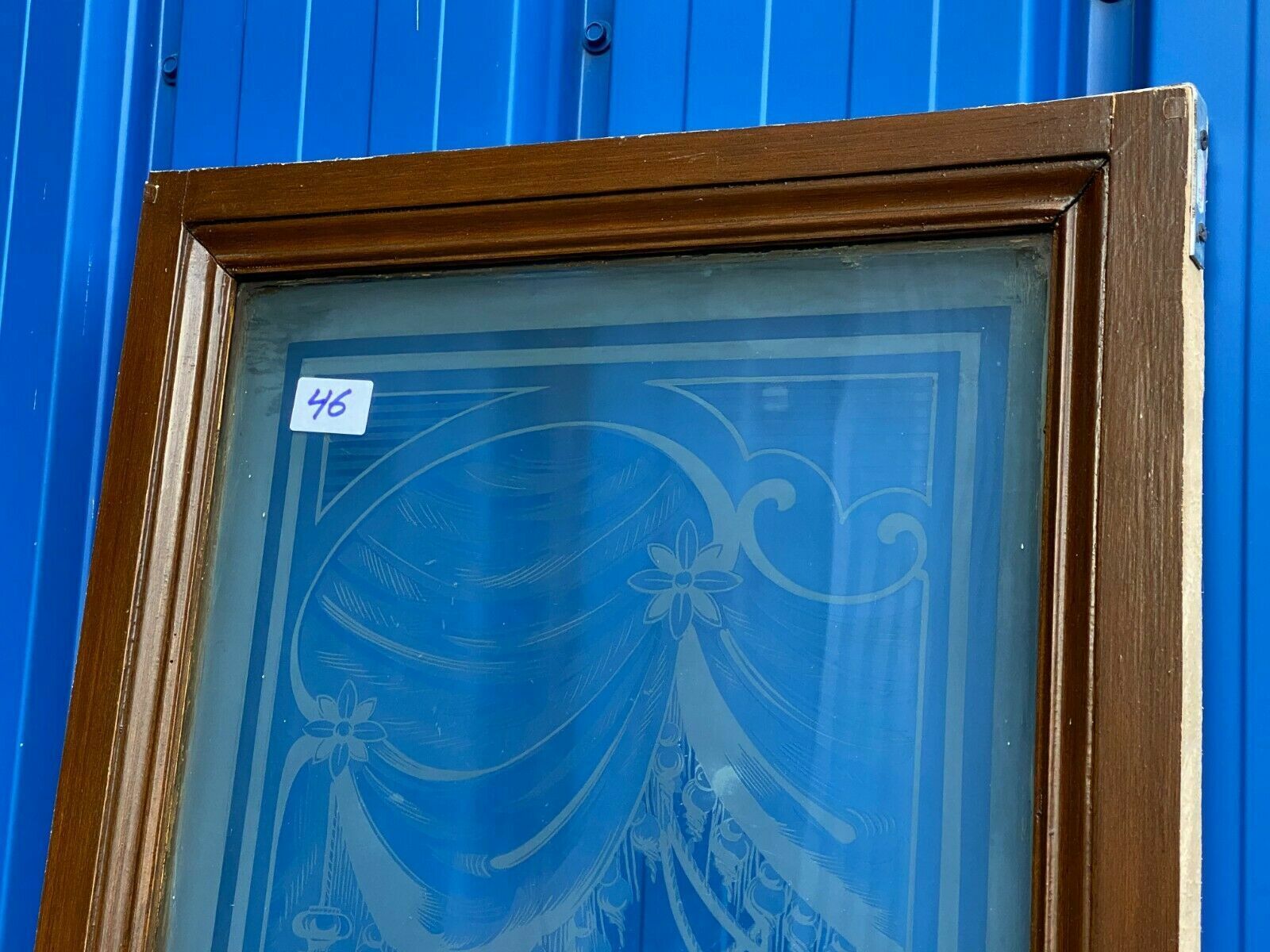HISTORISMUS GLASSCHEIBE ORIGINAL ANTIK UM 1880 DEKOR STILLLEBEN GIRLANDEN – Bild 3