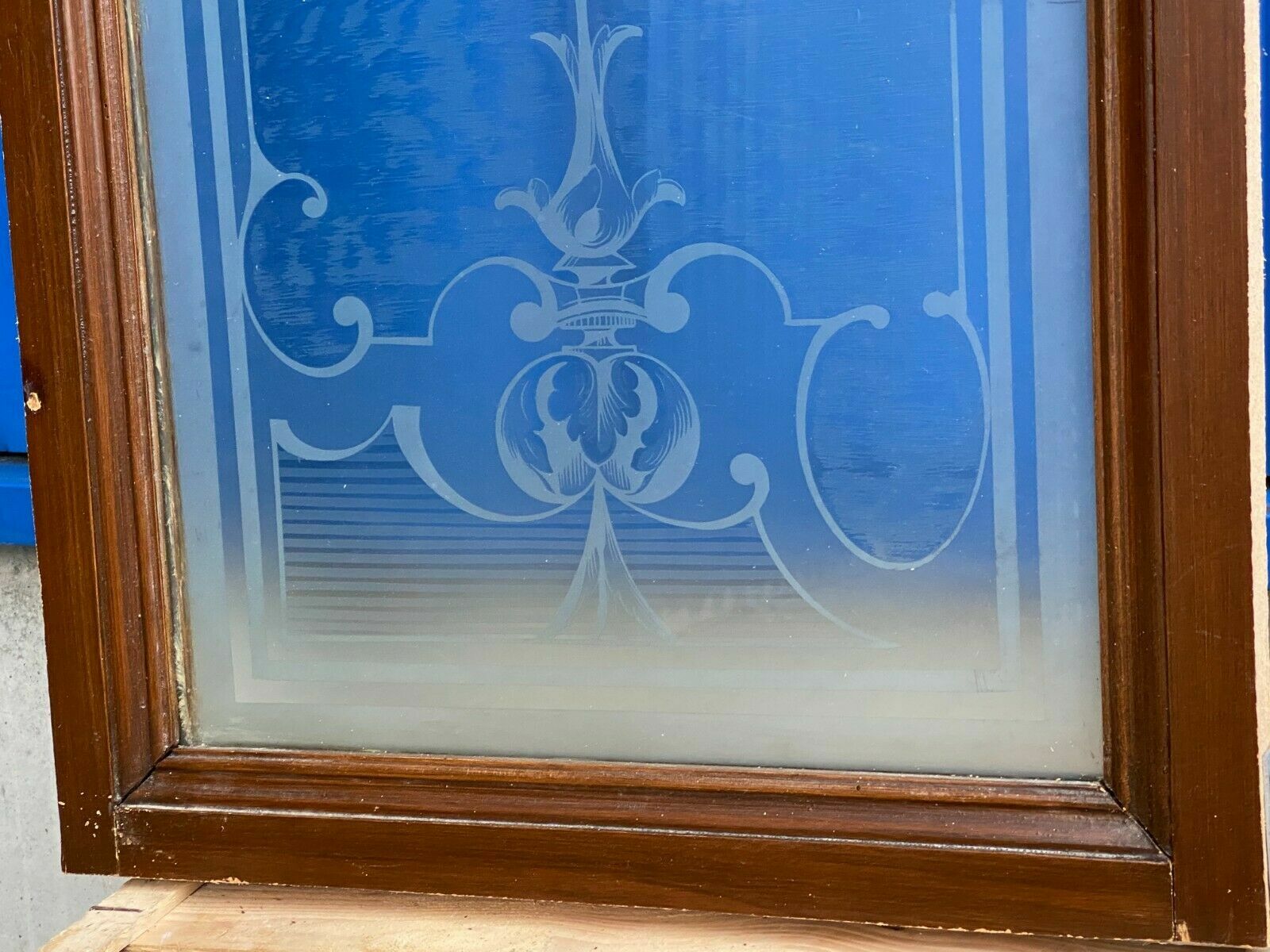 HISTORISMUS GLASSCHEIBE ORIGINAL ANTIK UM 1880 DEKOR STILLLEBEN GIRLANDEN – Bild 7