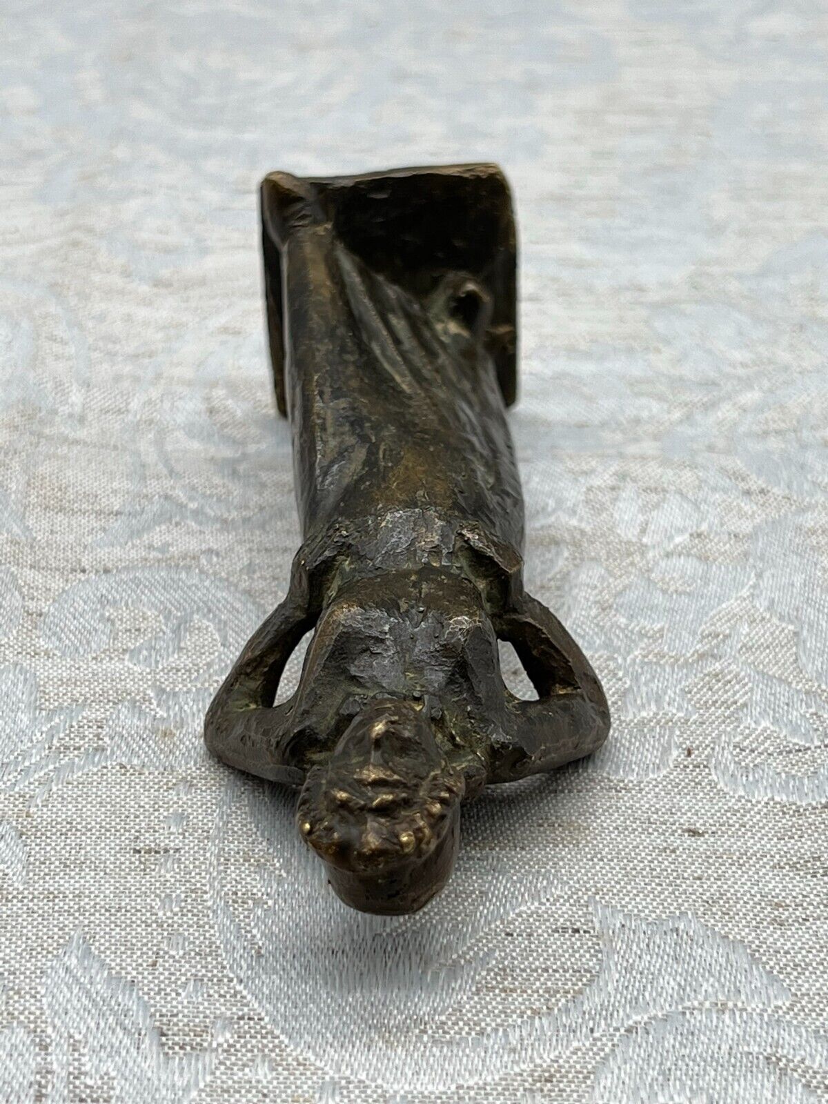 ALTE SKULPTUR AUS BRONZE STEHENDE FRAU 12cm 350g – Bild 14