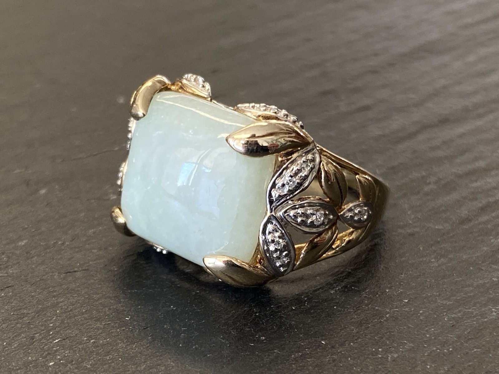 RING 925 STERLING SILBER AVENTURINQUARZ QUARZ GRÖSSE 60 VERGOLDET