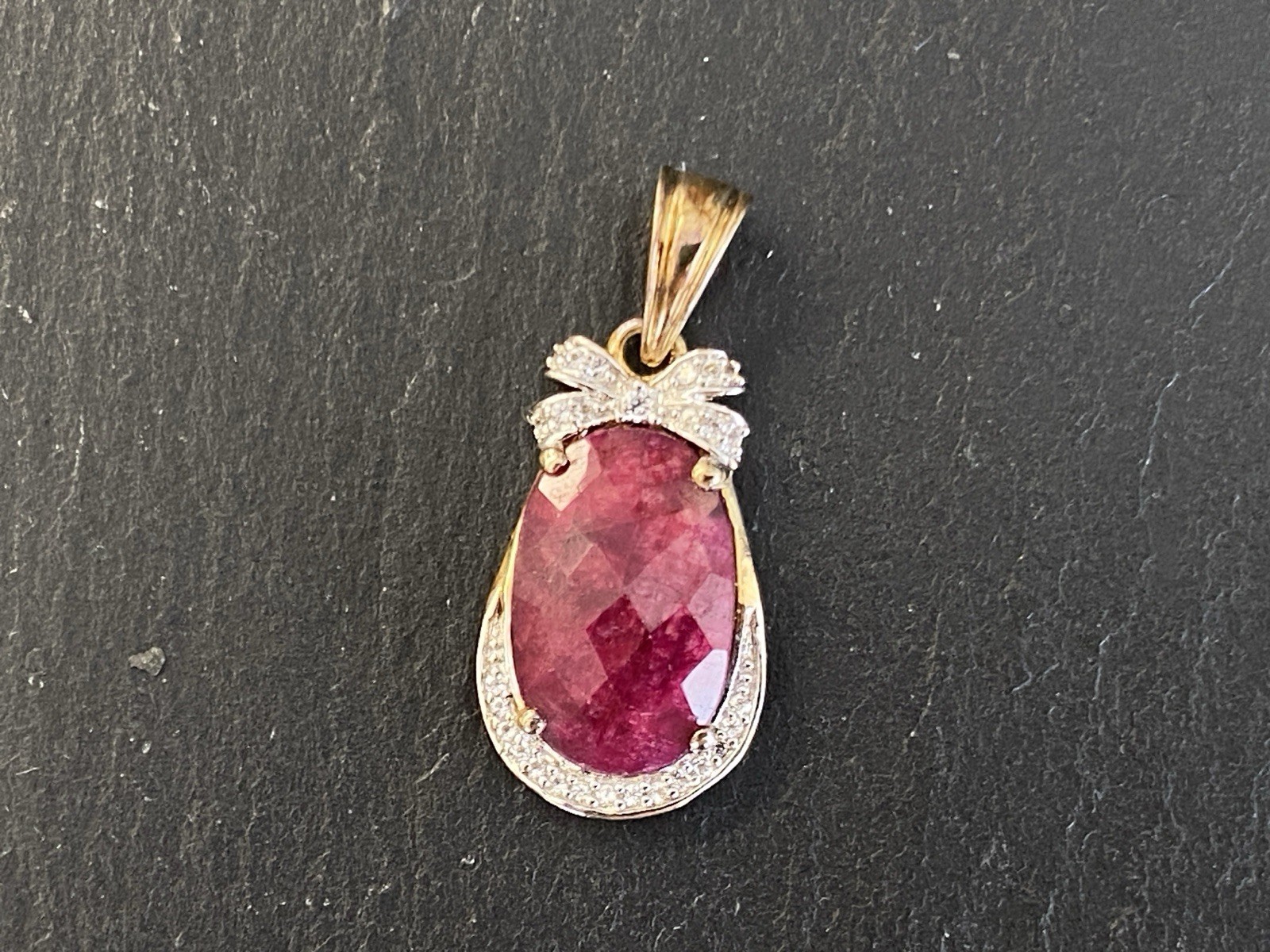 ELEGANTER ANHÄNGER AUS STERLING SILBER 925 VERGOLDET MIT RUBIN ca. 7,67ct – Bild 8