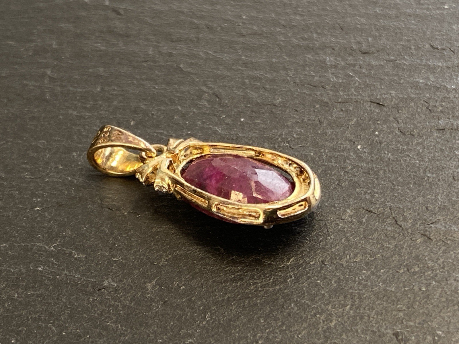 ELEGANTER ANHÄNGER AUS STERLING SILBER 925 VERGOLDET MIT RUBIN ca. 7,67ct – Bild 9