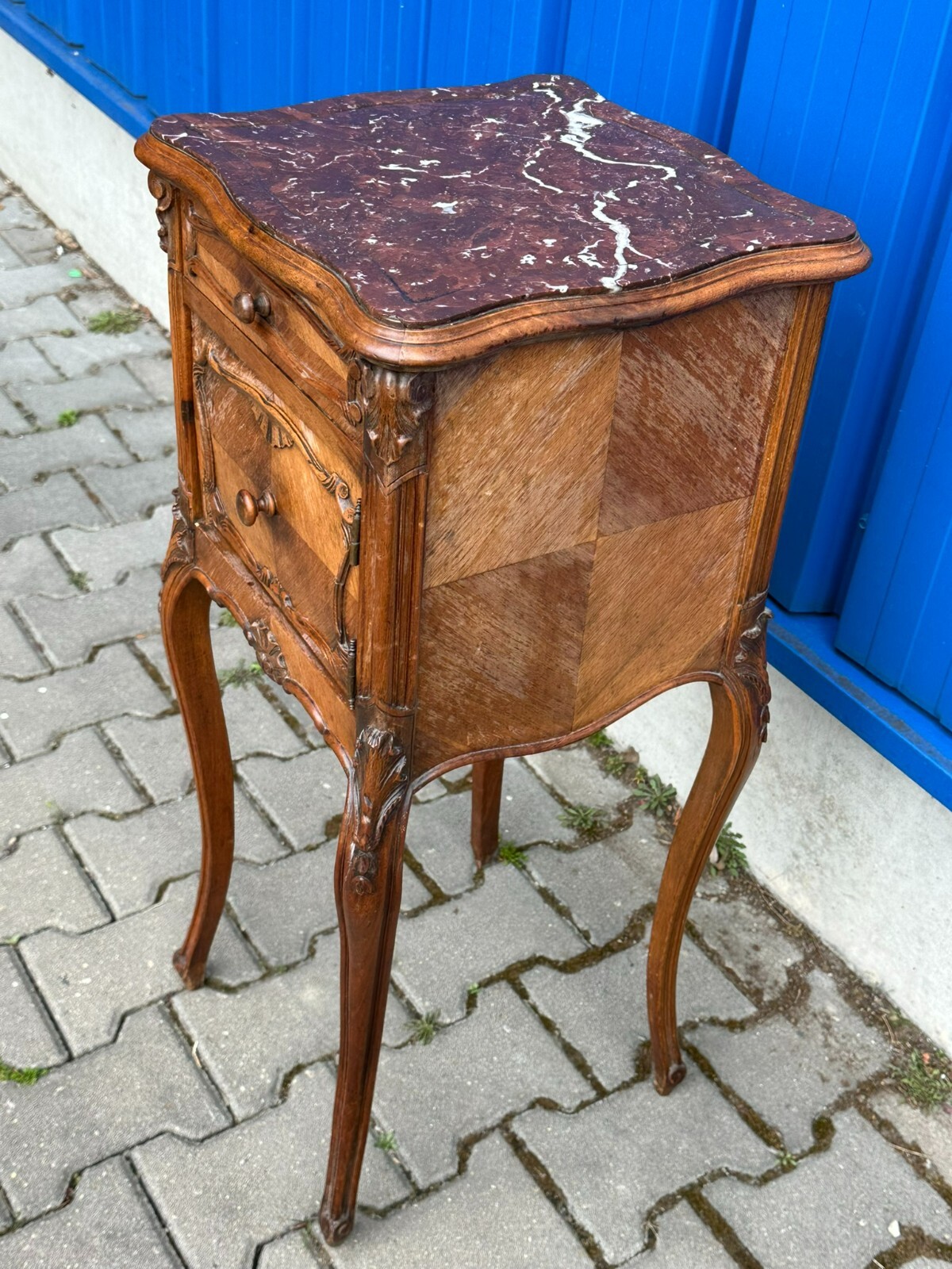 ANTIKE NEO ROKOKO KOMMODE NACHTTISCH DRESDNER BAROCK UM 1880 MAHAGONI MARMOR – Bild 3