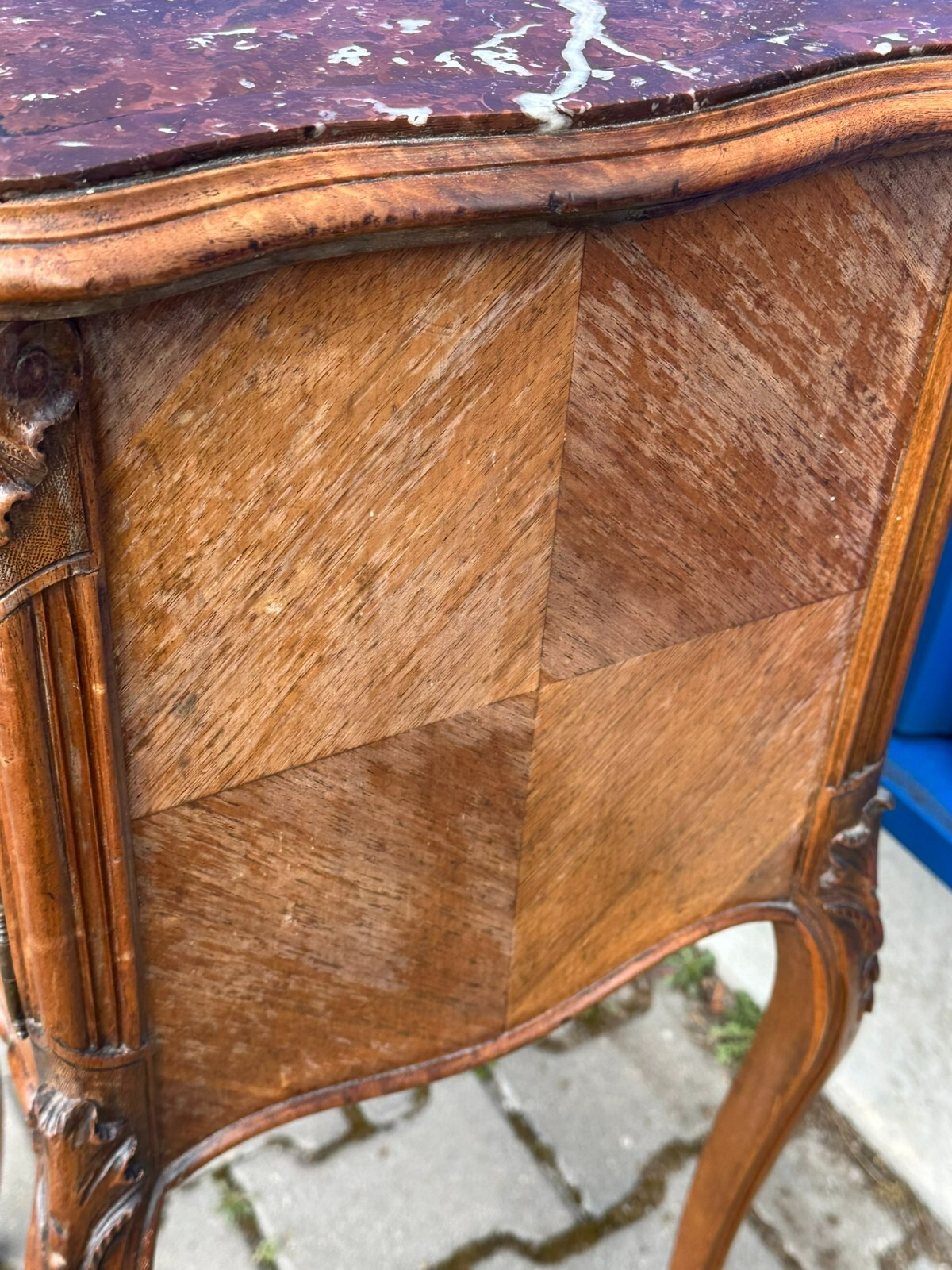 ANTIKE NEO ROKOKO KOMMODE NACHTTISCH DRESDNER BAROCK UM 1880 MAHAGONI MARMOR – Bild 4