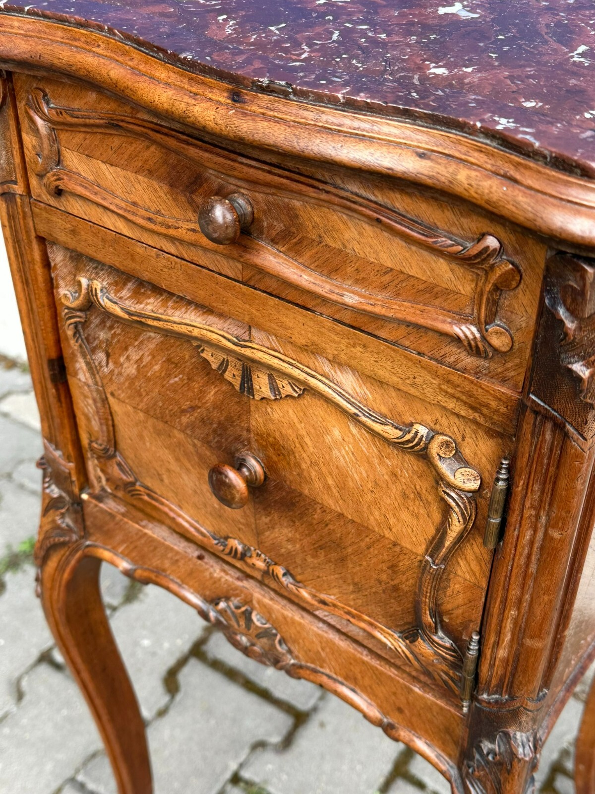 ANTIKE NEO ROKOKO KOMMODE NACHTTISCH DRESDNER BAROCK UM 1880 MAHAGONI MARMOR – Bild 5