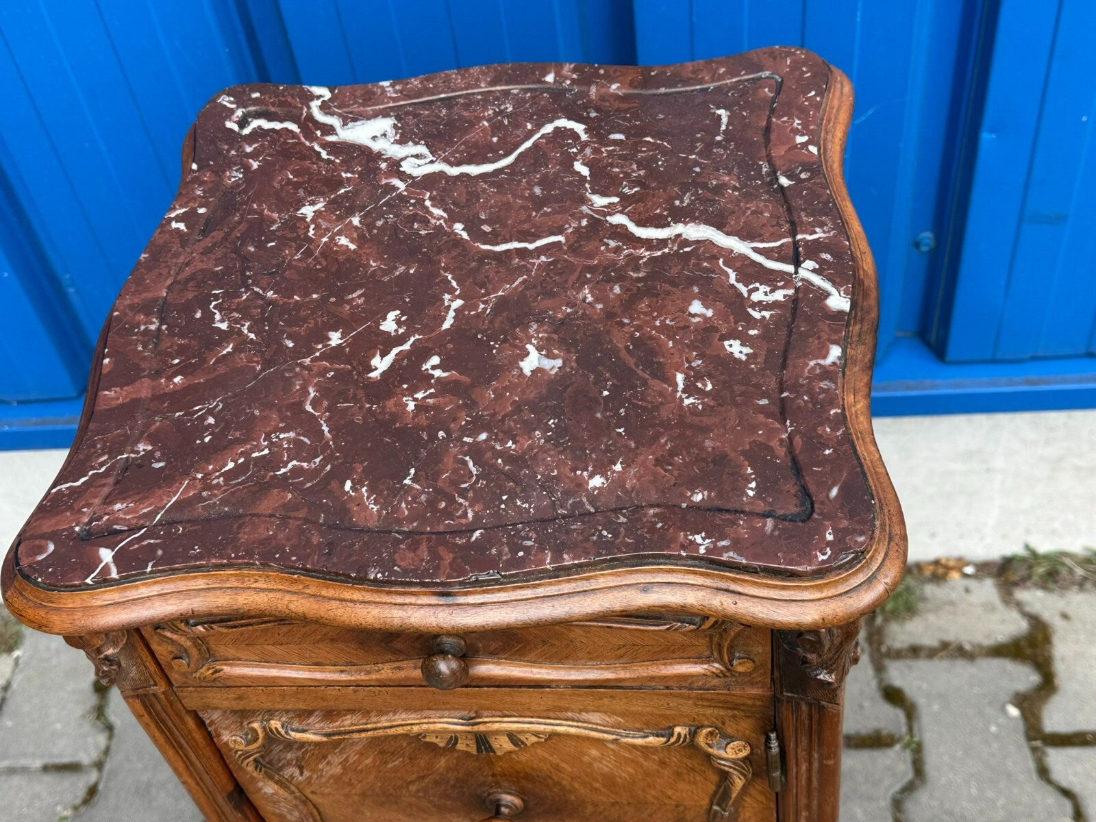 ANTIKE NEO ROKOKO KOMMODE NACHTTISCH DRESDNER BAROCK UM 1880 MAHAGONI MARMOR – Bild 6