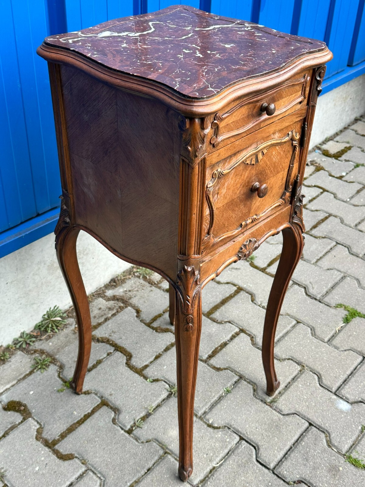 ANTIKE NEO ROKOKO KOMMODE NACHTTISCH DRESDNER BAROCK UM 1880 MAHAGONI MARMOR – Bild 7