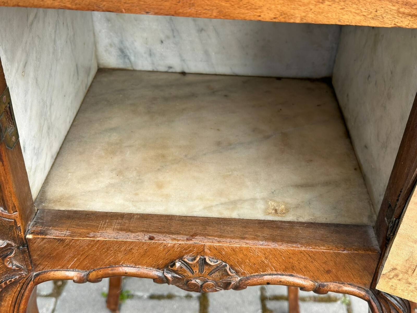 ANTIKE NEO ROKOKO KOMMODE NACHTTISCH DRESDNER BAROCK UM 1880 MAHAGONI MARMOR – Bild 9