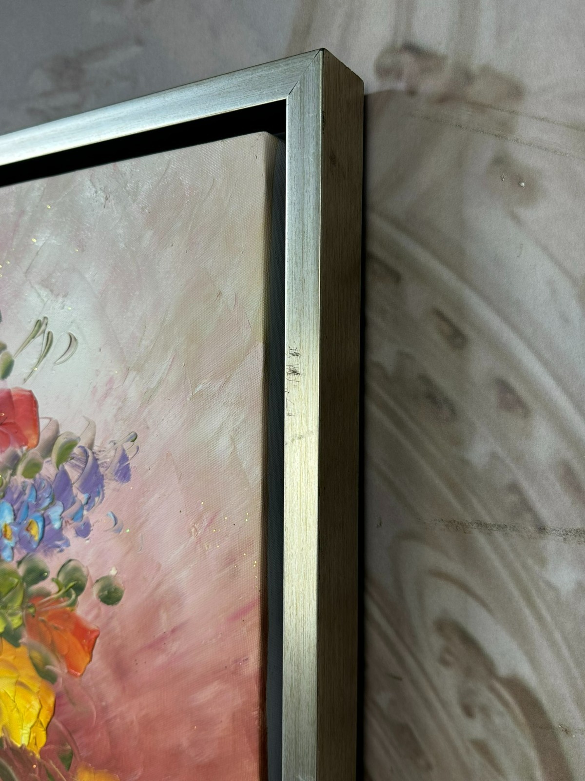 ÖLGEMÄLDE AUF LEINWAND GEMÄLDE BLUMEN STILLLEBEN RAHMEN SIGNIERT – Bild 11