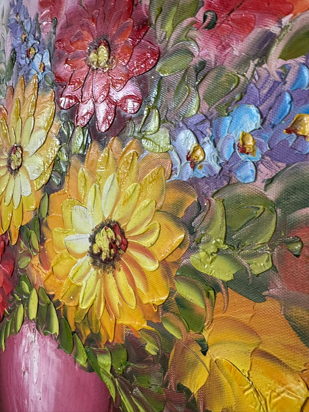 ÖLGEMÄLDE AUF LEINWAND GEMÄLDE BLUMEN STILLLEBEN RAHMEN SIGNIERT – Bild 9