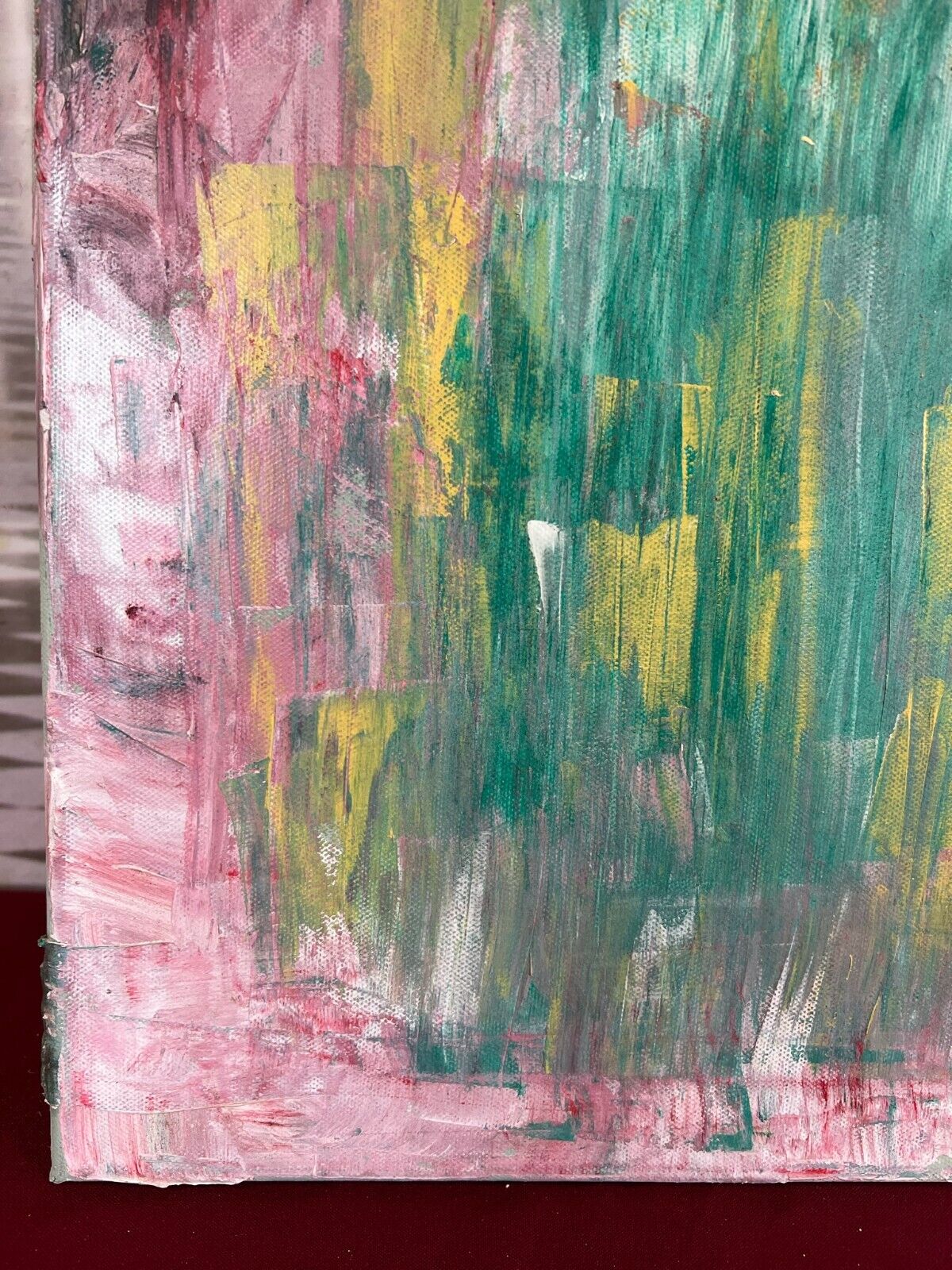 MODERNES ÖLGEMÄLDE AUF LEINWAND SIGNIERT ABSTRAKTE BLUMEN WIESE 50x70cm – Bild 9