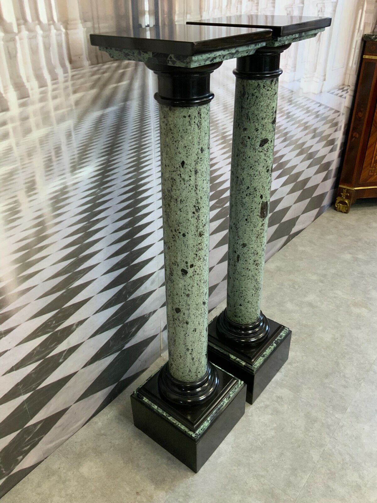 PAAR MARMORSÄULEN ANTIK UM 1880 MASSIV HISTORISMUS 108cm 2x MARMOR SÄULE – Bild 4