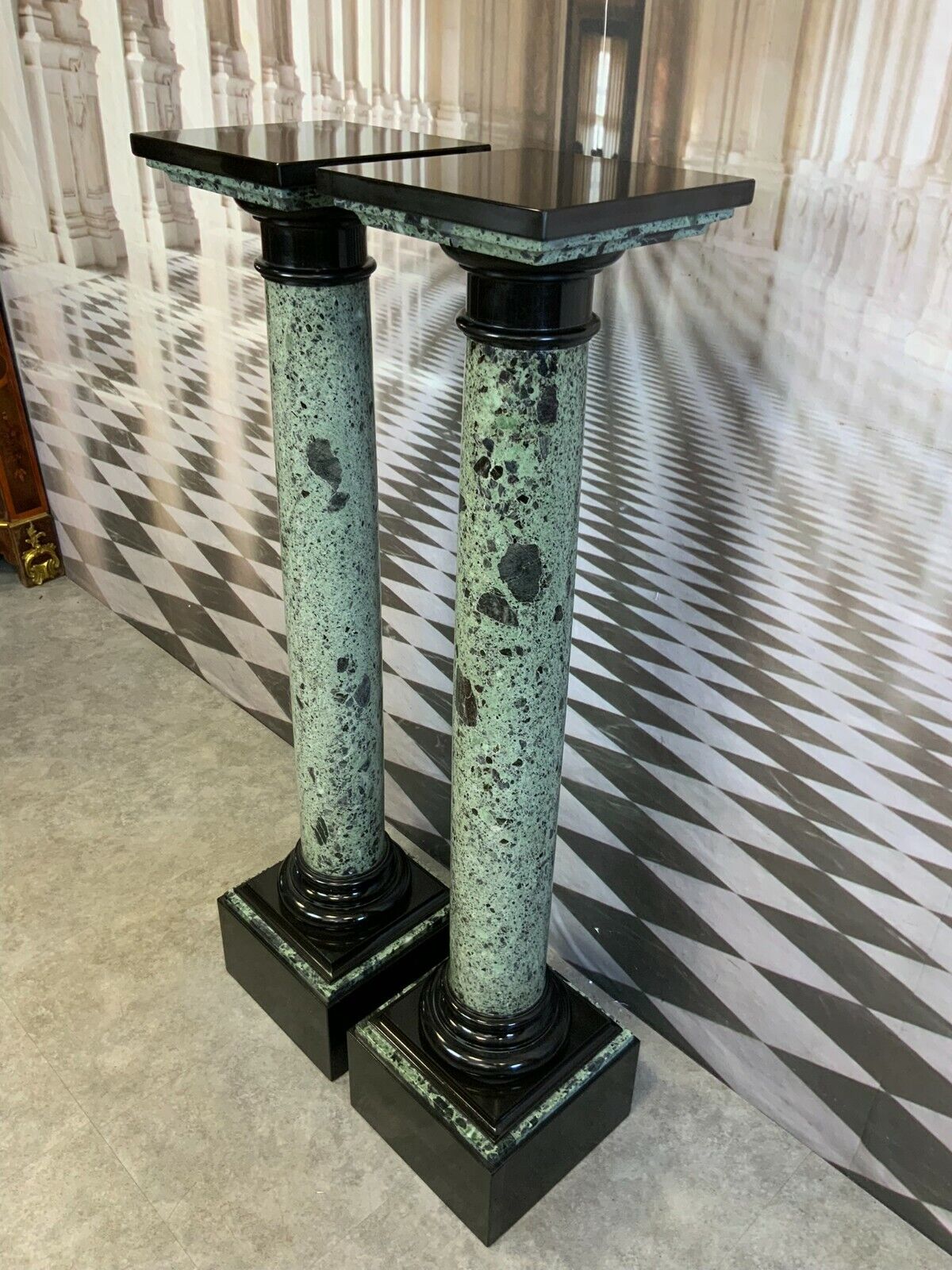 PAAR MARMORSÄULEN ANTIK UM 1880 MASSIV HISTORISMUS 108cm 2x MARMOR SÄULE – Bild 5
