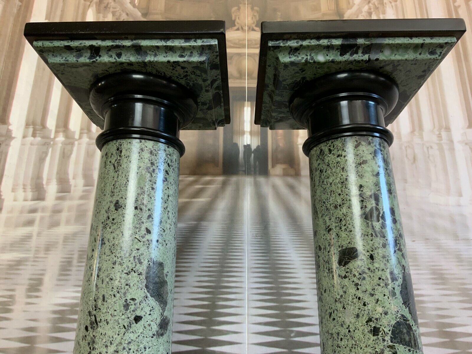 PAAR MARMORSÄULEN ANTIK UM 1880 MASSIV HISTORISMUS 108cm 2x MARMOR SÄULE – Bild 7