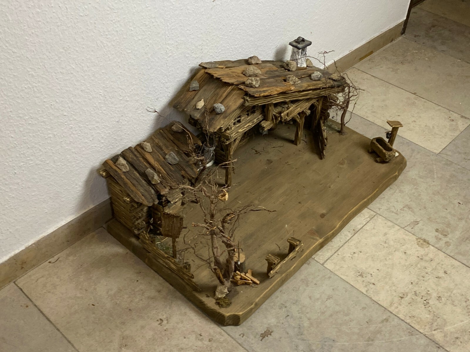 GROSSE ALPENLÄNDISCHE KRIPPE KRIPPENLANDSCHAFT OHNE FIGUREN GRÖSSE 10cm – Bild 3