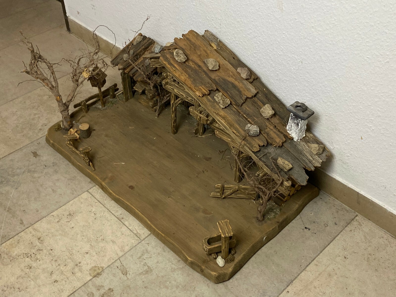 GROSSE ALPENLÄNDISCHE KRIPPE KRIPPENLANDSCHAFT OHNE FIGUREN GRÖSSE 10cm – Bild 4