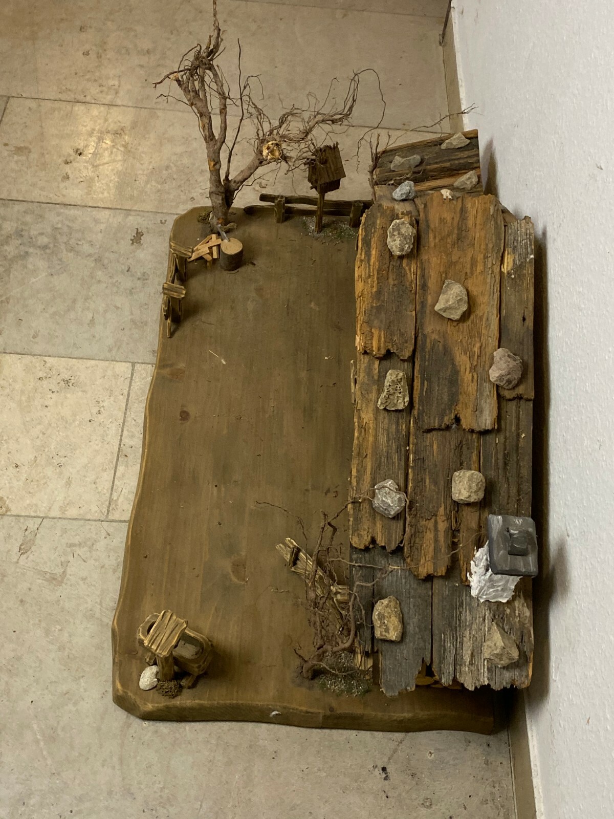 GROSSE ALPENLÄNDISCHE KRIPPE KRIPPENLANDSCHAFT OHNE FIGUREN GRÖSSE 10cm – Bild 5