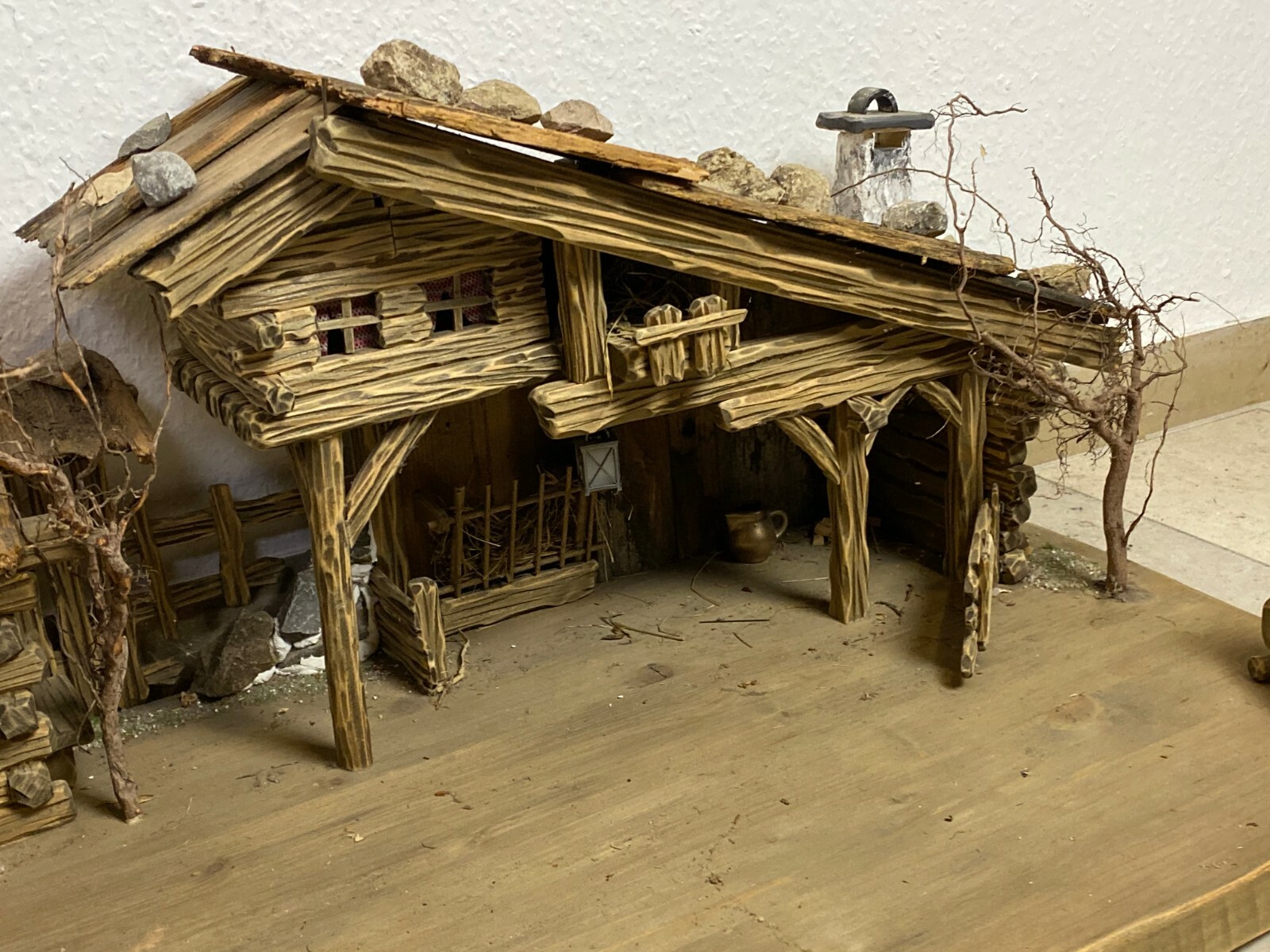 GROSSE ALPENLÄNDISCHE KRIPPE KRIPPENLANDSCHAFT OHNE FIGUREN GRÖSSE 10cm – Bild 7