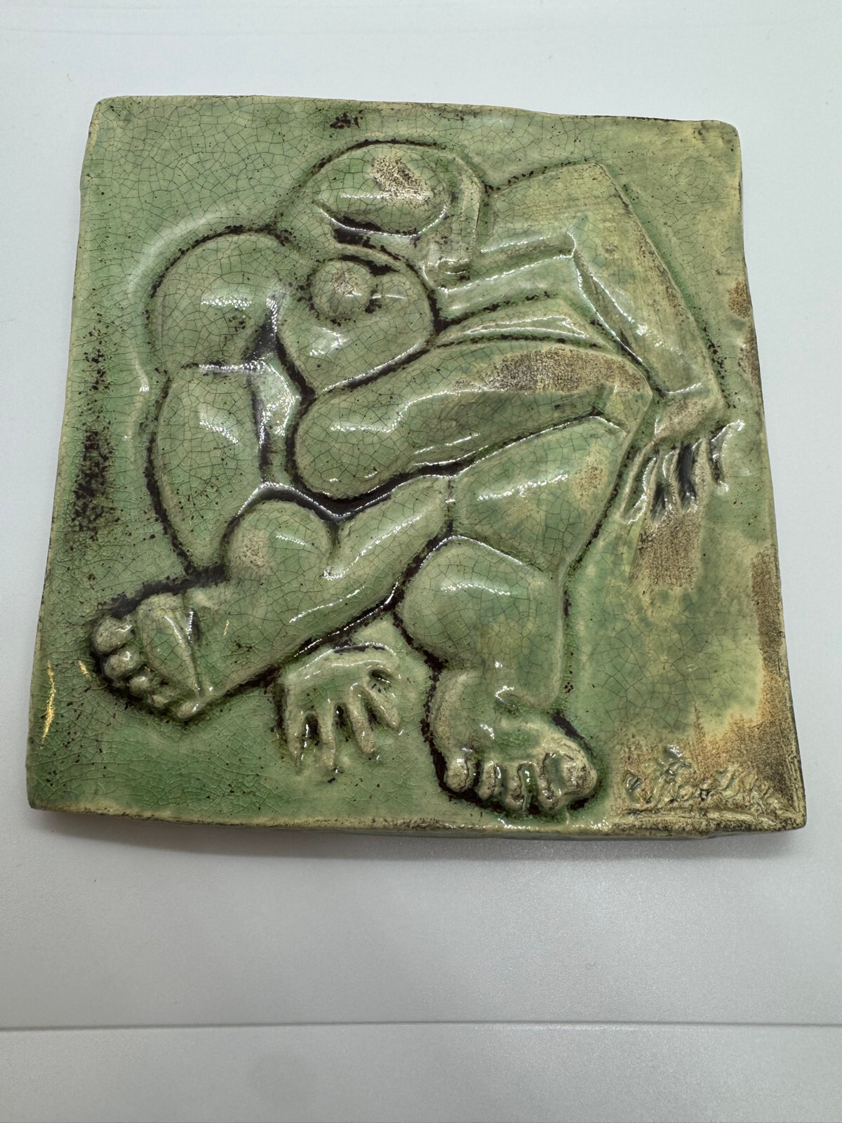 KERAMIK KACHEL FLIESE VON CHRISTIAN PESCHKE GEBRANNT UND GLASIERT