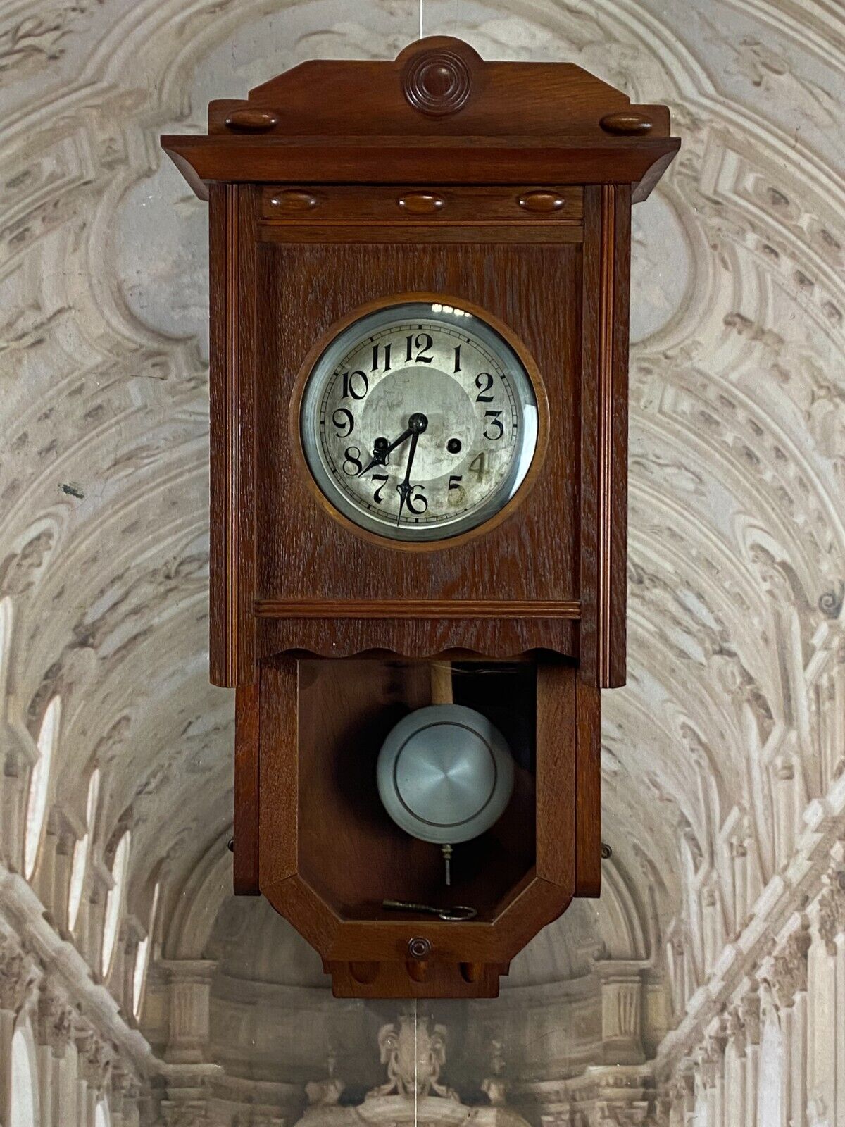 WANDUHR NEUES GEHÄUSE JUGENDSTIL MAHAGONI ANTIKES WERK 80cm – Bild 3