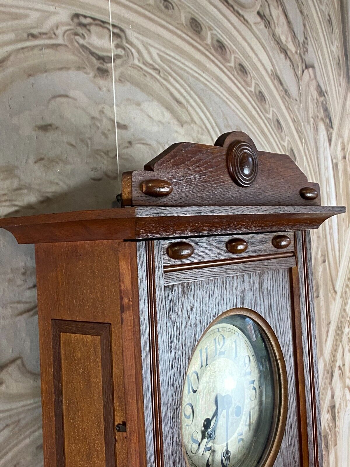 WANDUHR NEUES GEHÄUSE JUGENDSTIL MAHAGONI ANTIKES WERK 80cm – Bild 5
