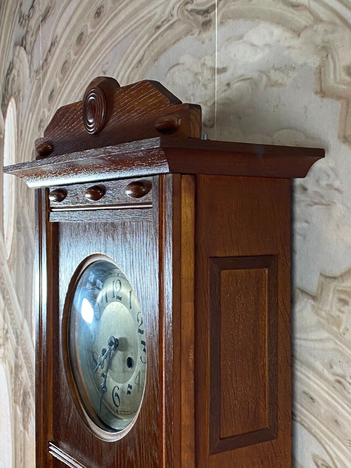 WANDUHR NEUES GEHÄUSE JUGENDSTIL MAHAGONI ANTIKES WERK 80cm – Bild 8