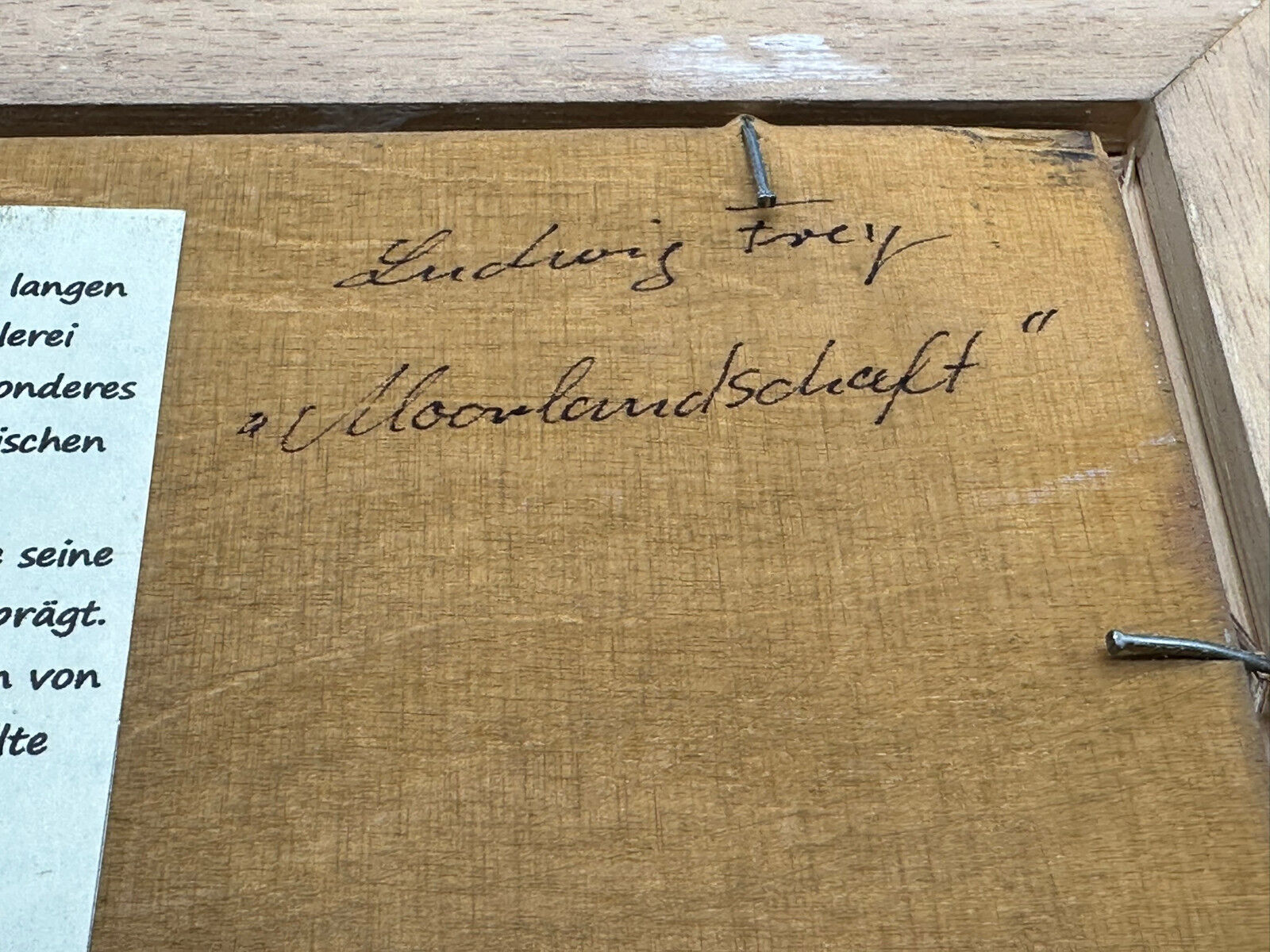 ÖLGEMÄLDE AUF PLATTE IN PRUNKRAHMEN FRAU AM WEIHER MOOR LANDSCHAFT LUDWIG FREY – Bild 10