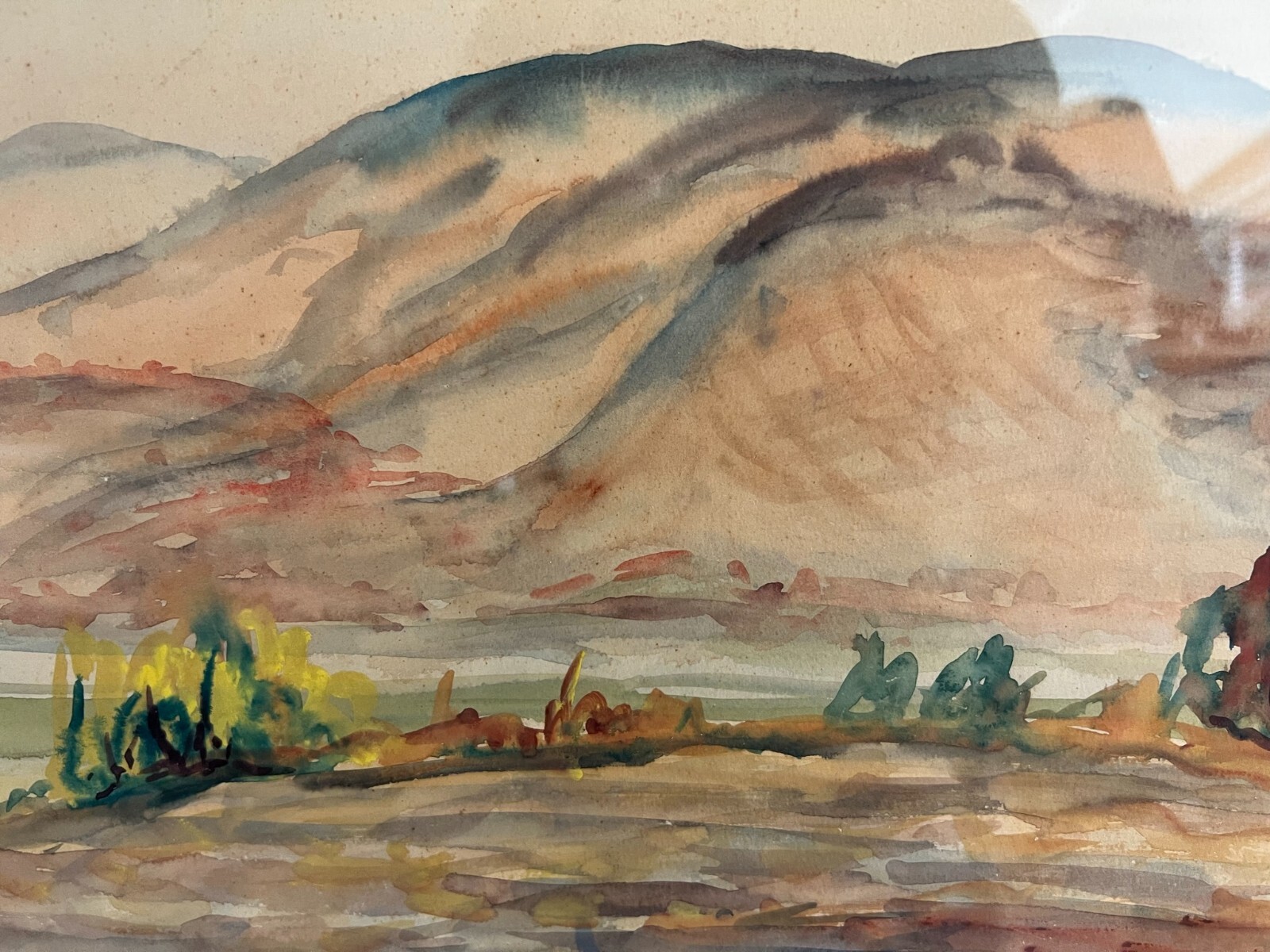 Klaus WRAGE (1891-1984) AQUARELL GUT GERAHMT DAS NECKARTAL BEI UNTERTÜRKHEIM